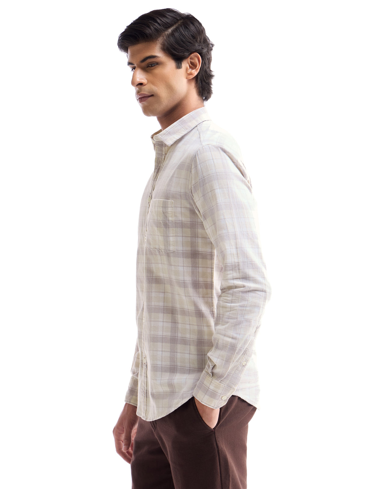 check Regular Fit Shirt - Khaki t4option_0