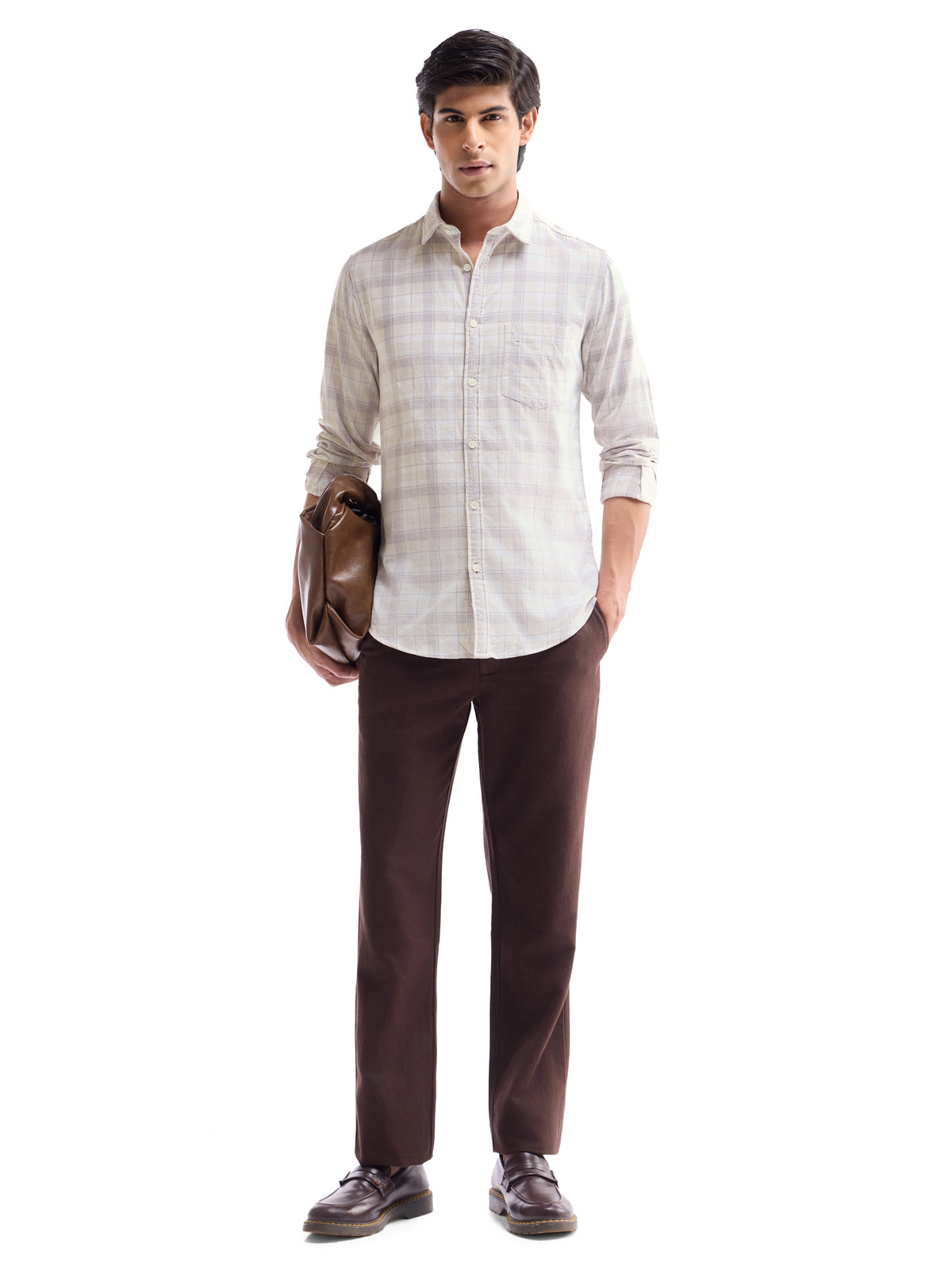 check Regular Fit Shirt - Khaki t4option_0