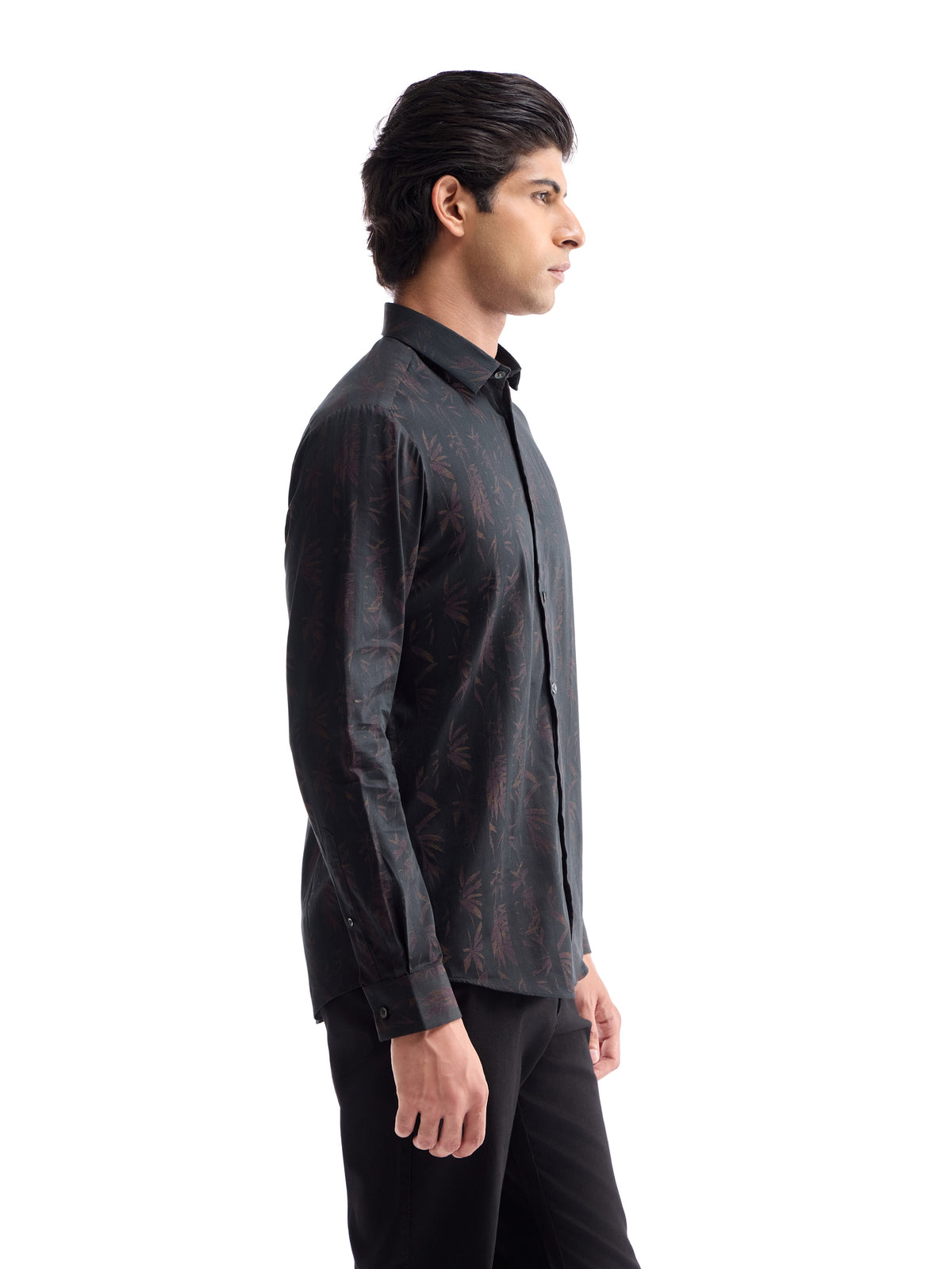 Brown Jacquard Regular Fit Shirt - Brown t4option_0