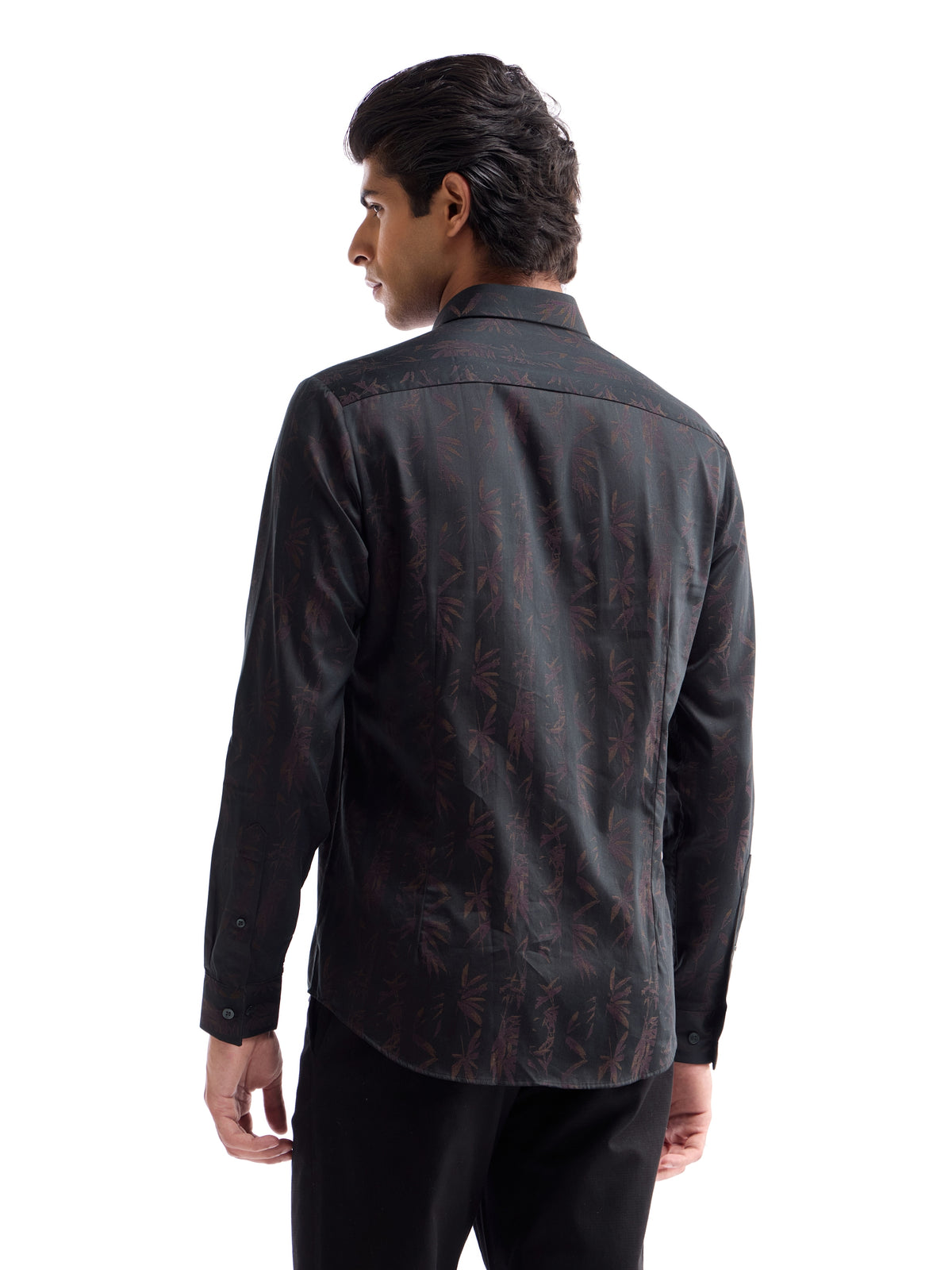 Brown Jacquard Regular Fit Shirt - Brown t4option_0