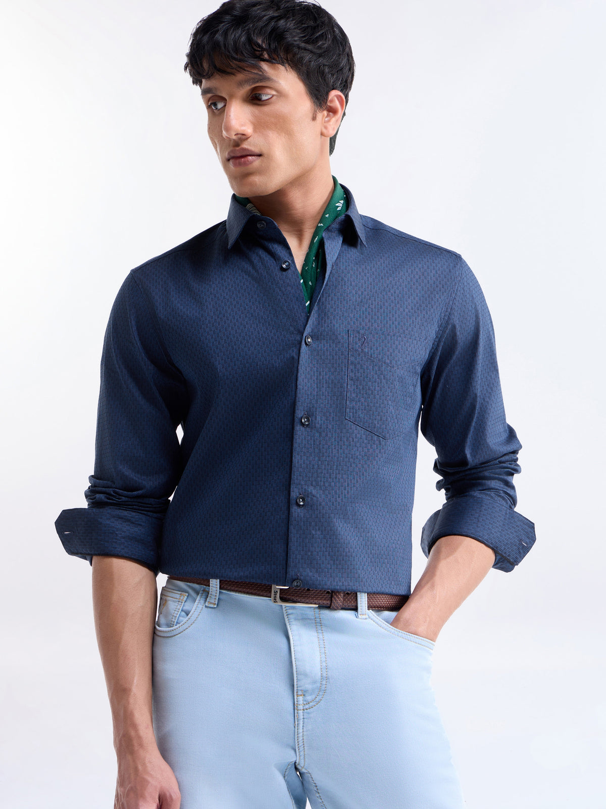 Solid Regular Fit Shirt - Navy t4option_1