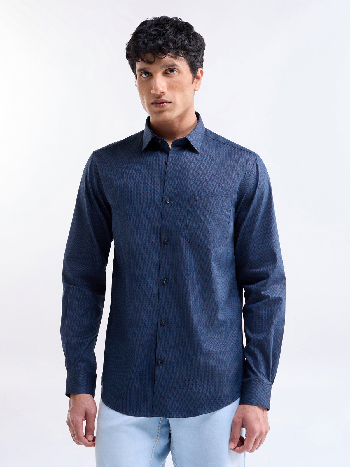 Solid Regular Fit Shirt - Navy t4option_1