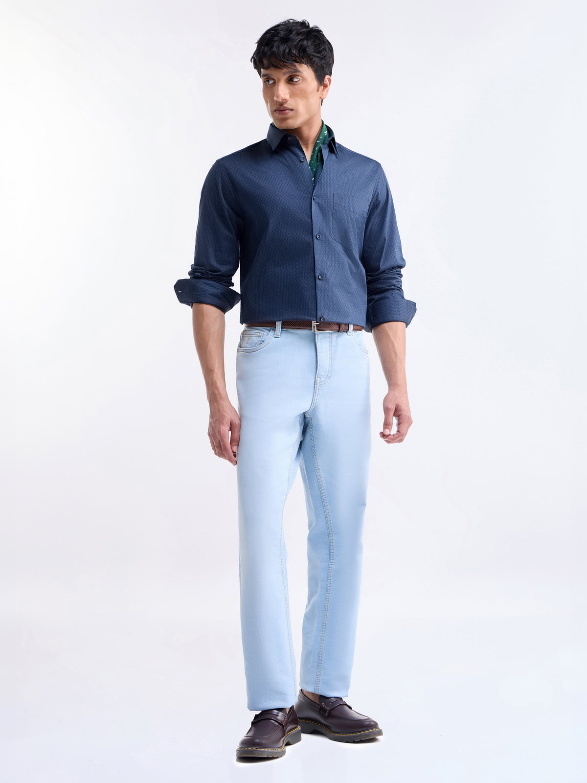Solid Regular Fit Shirt - Navy t4option_1