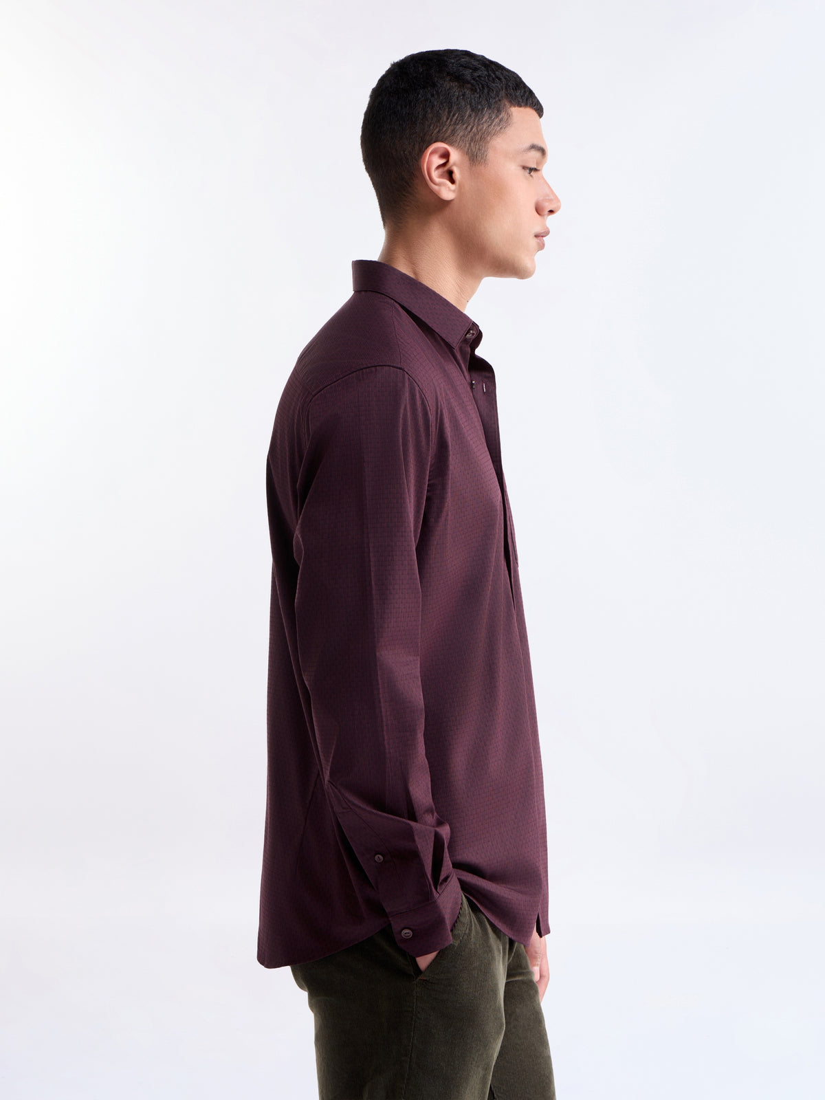 Solid Regular Fit Shirt - Wine t4option_0