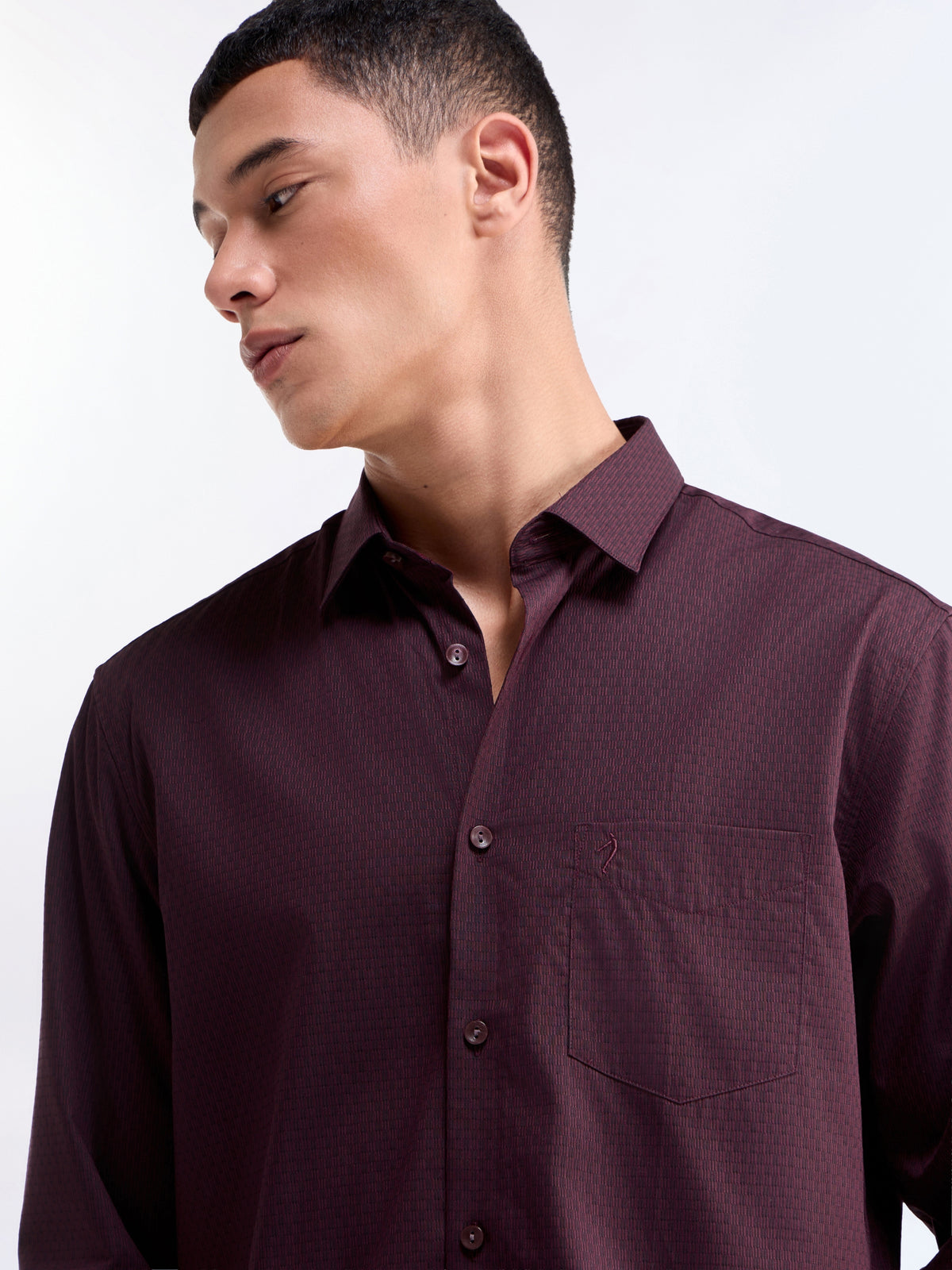 Solid Regular Fit Shirt - Wine t4option_0