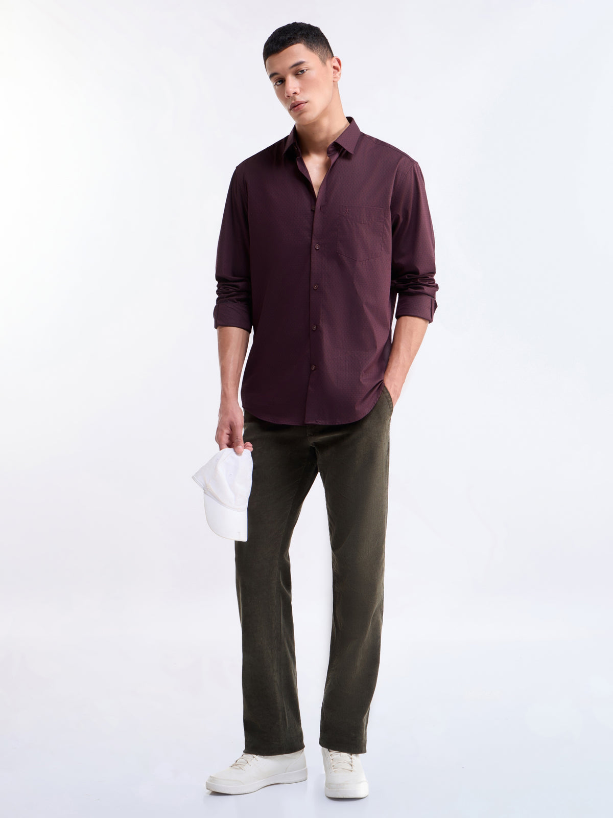 Solid Regular Fit Shirt - Wine t4option_0