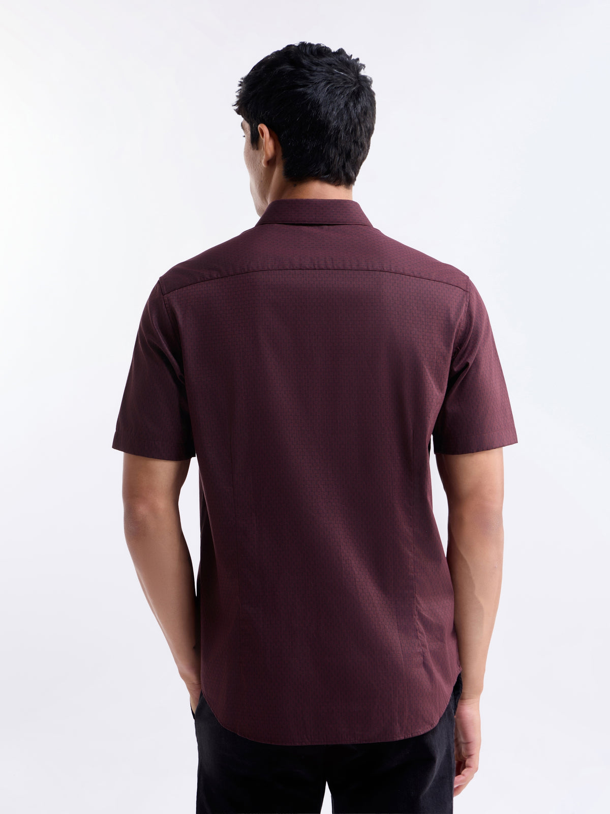 Solid Regular Fit Shirt - Wine t4option_0