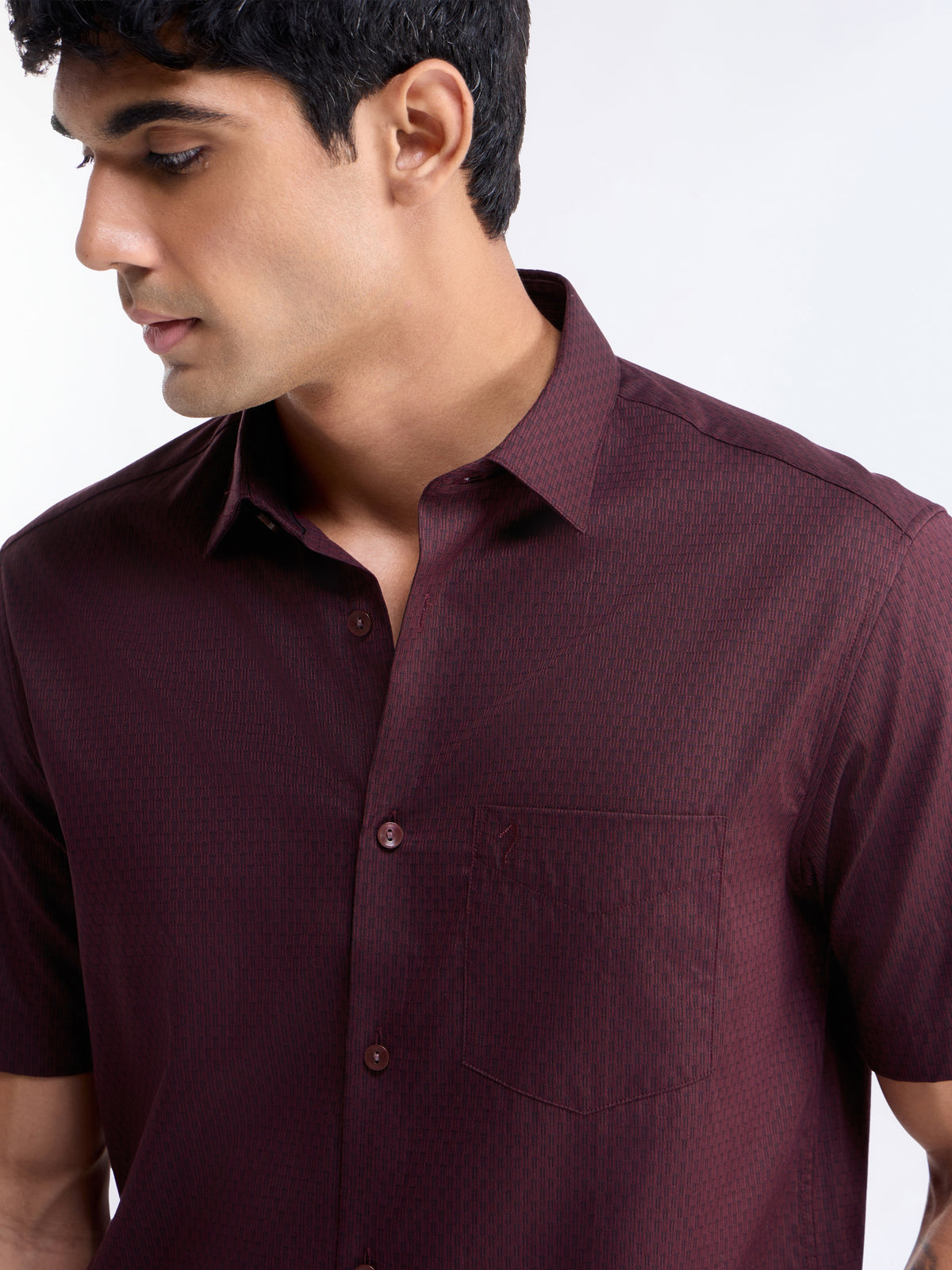 Solid Regular Fit Shirt - Wine t4option_0