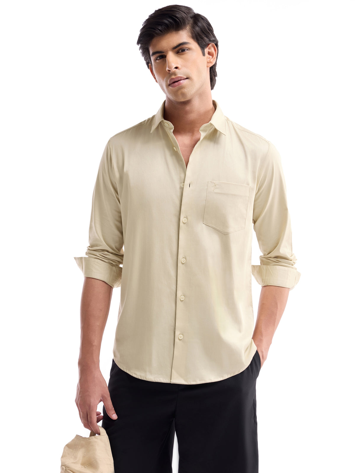 Solid Regular Fit Shirt - Butter t4option_0
