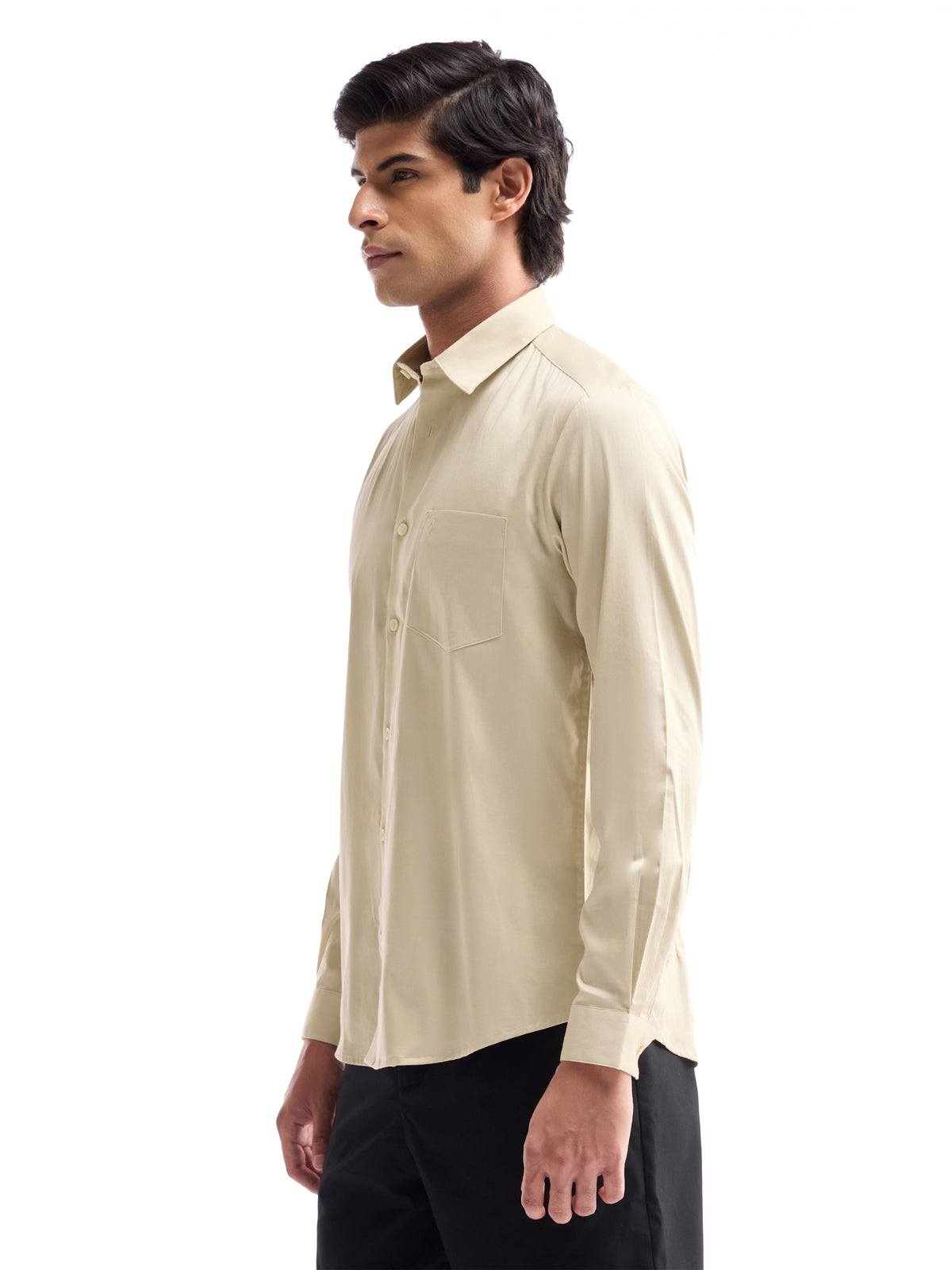 Solid Regular Fit Shirt - Butter t4option_0