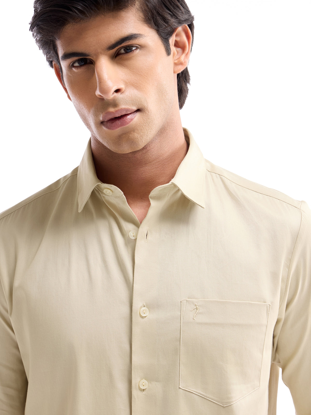 Solid Regular Fit Shirt - Butter t4option_0