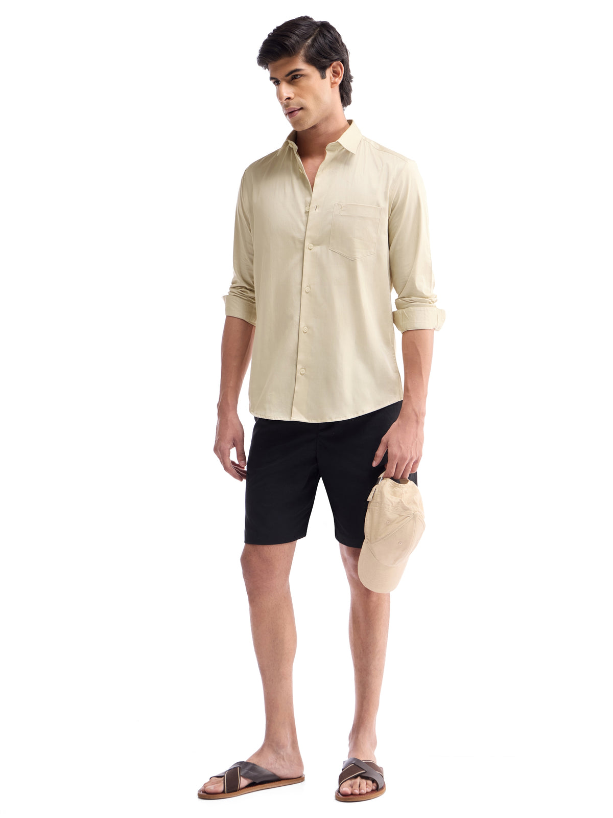 Solid Regular Fit Shirt - Butter t4option_0