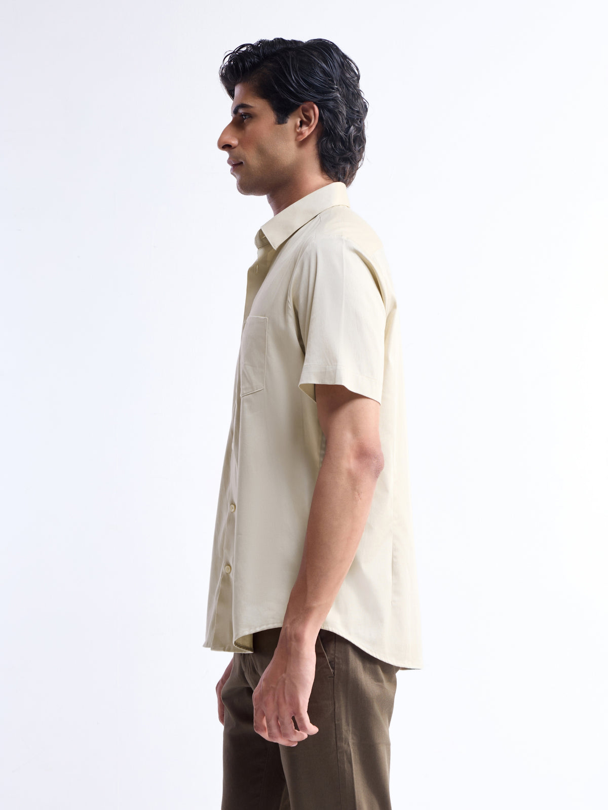 Solid Regular Fit Shirt - Butter t4option_0