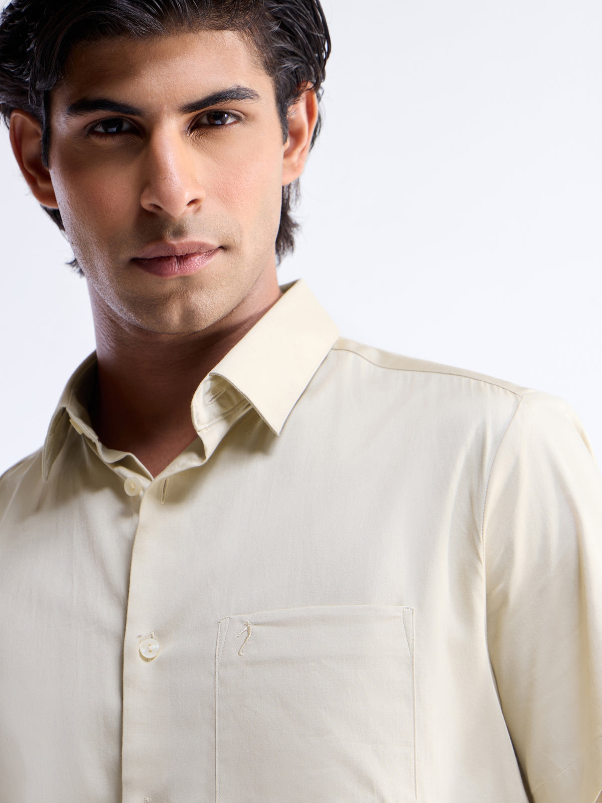 Solid Regular Fit Shirt - Butter t4option_0
