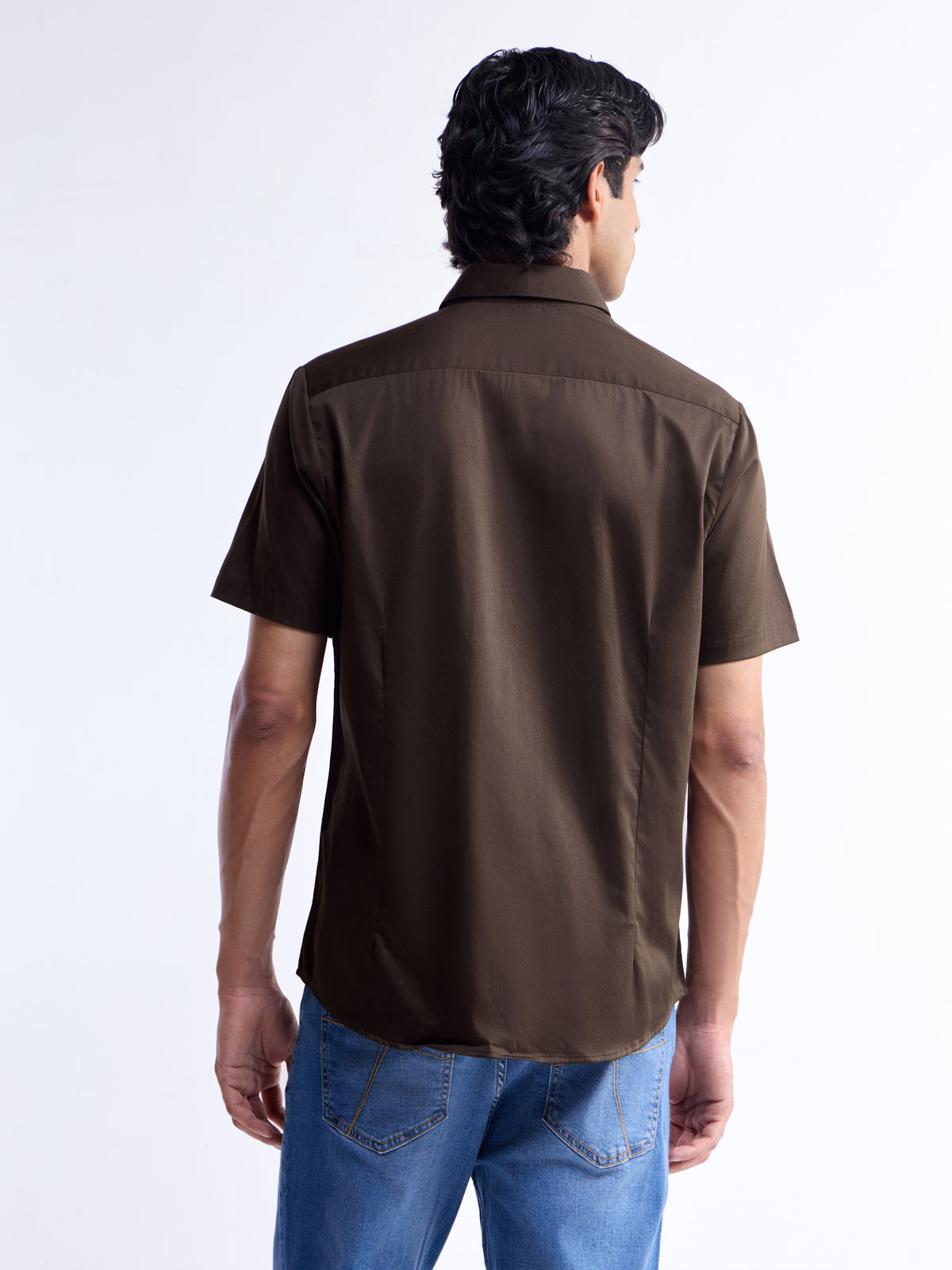 Solid Regular Fit Shirt - Dark Choco t4option_1