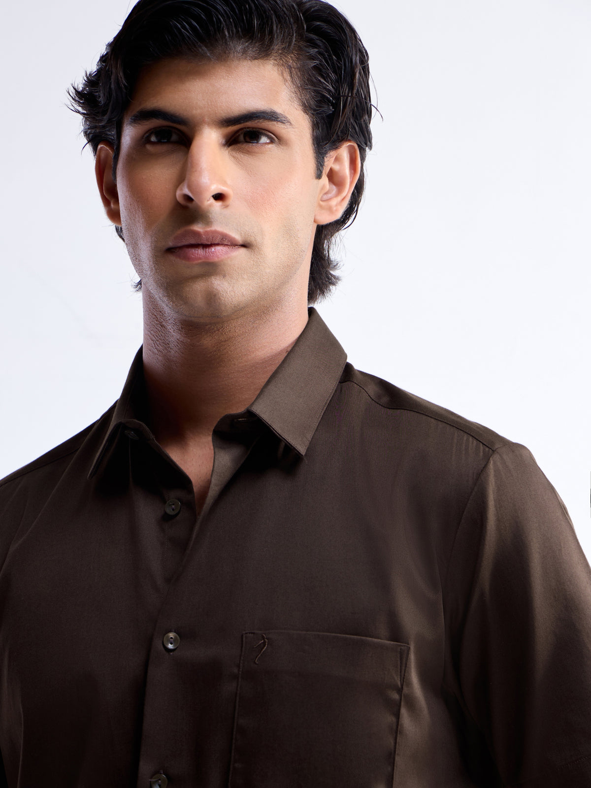 Solid Regular Fit Shirt - Dark Choco t4option_1