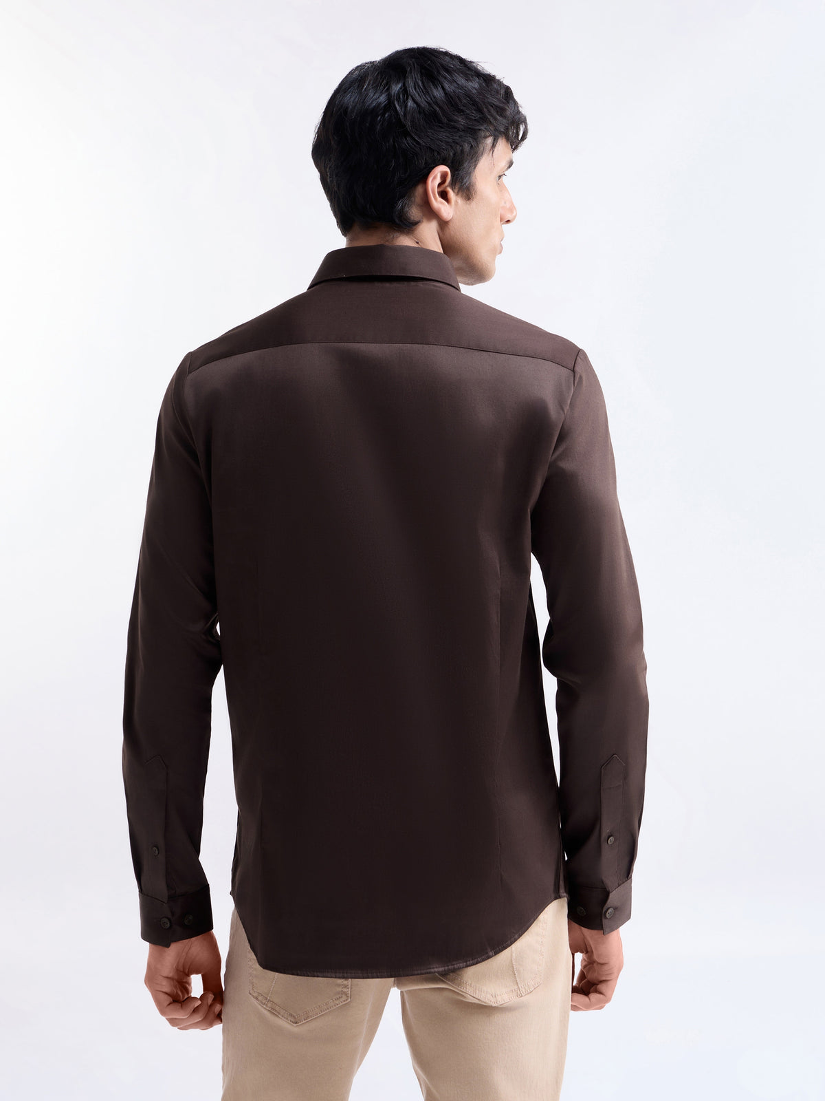 Solid Regular Fit Shirt - Dark Choco t4option_8