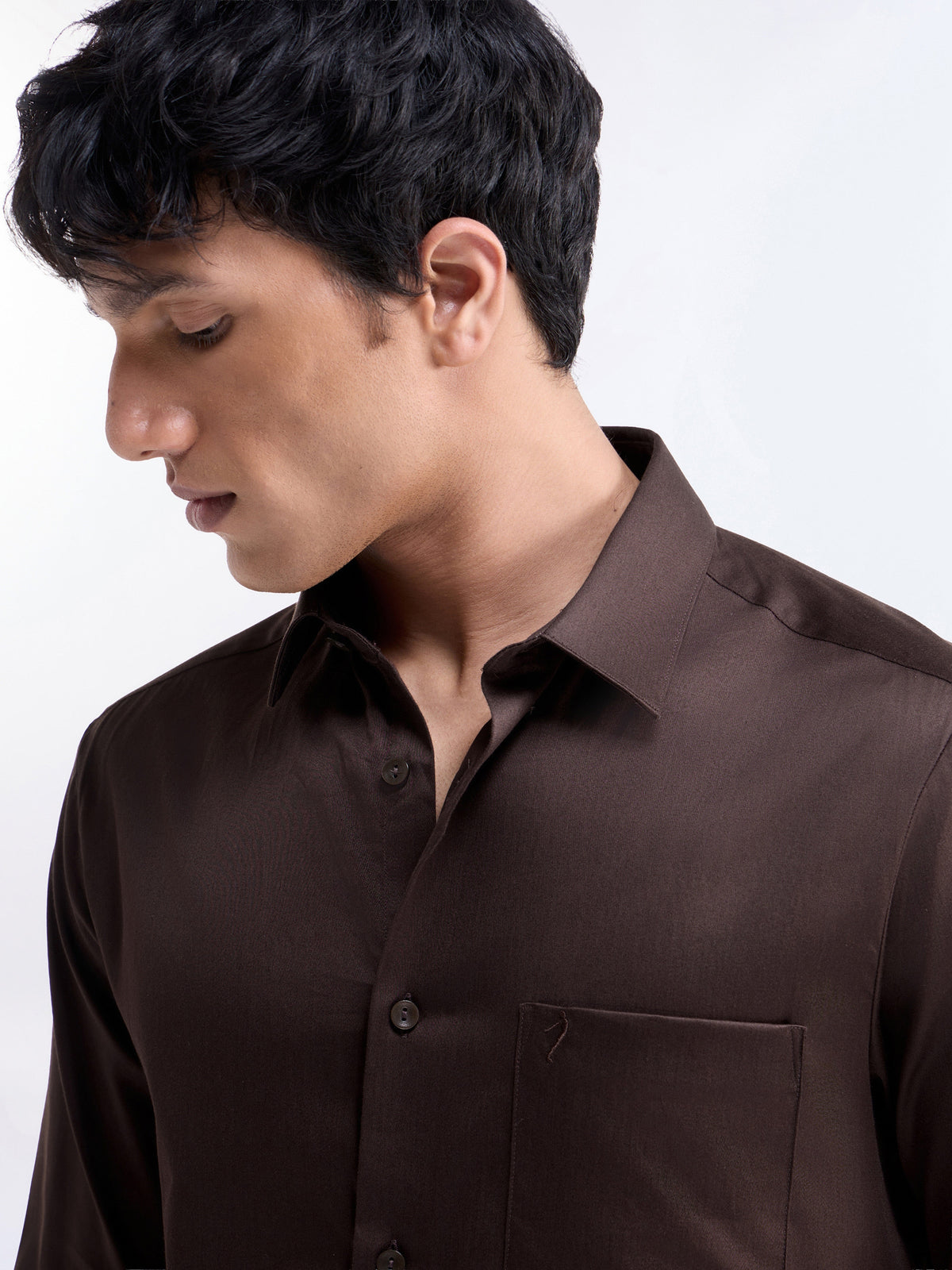 Solid Regular Fit Shirt - Dark Choco t4option_8