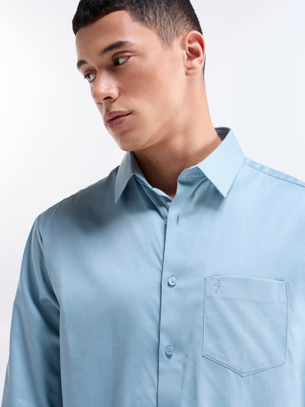 Solid Regular Fit Shirt - Dusty Blue t4option_1