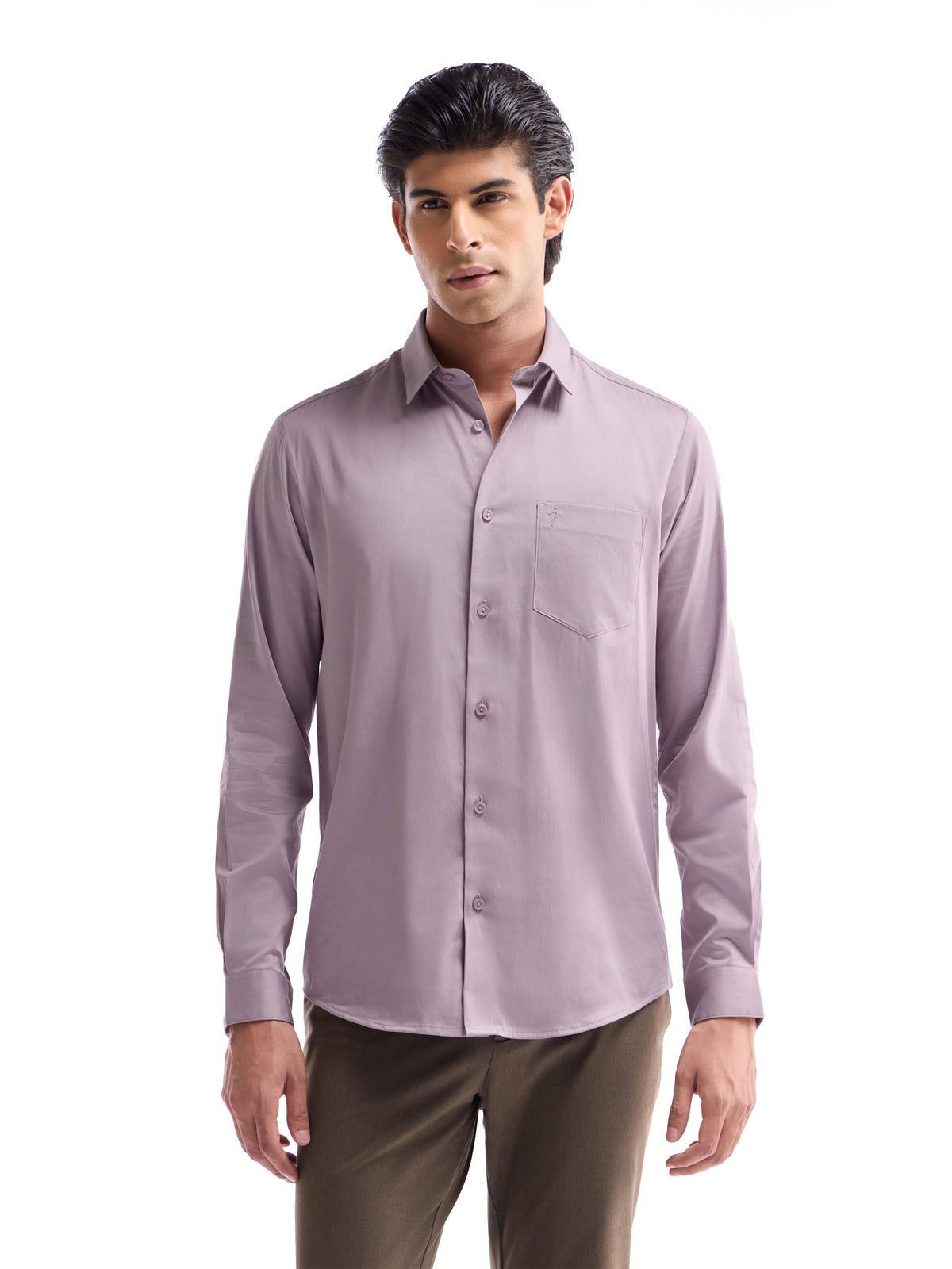 Solid Regular Fit Shirt - Mauve t4option_3