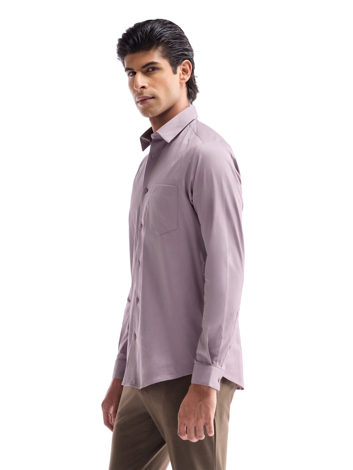 Solid Regular Fit Shirt - Mauve t4option_3