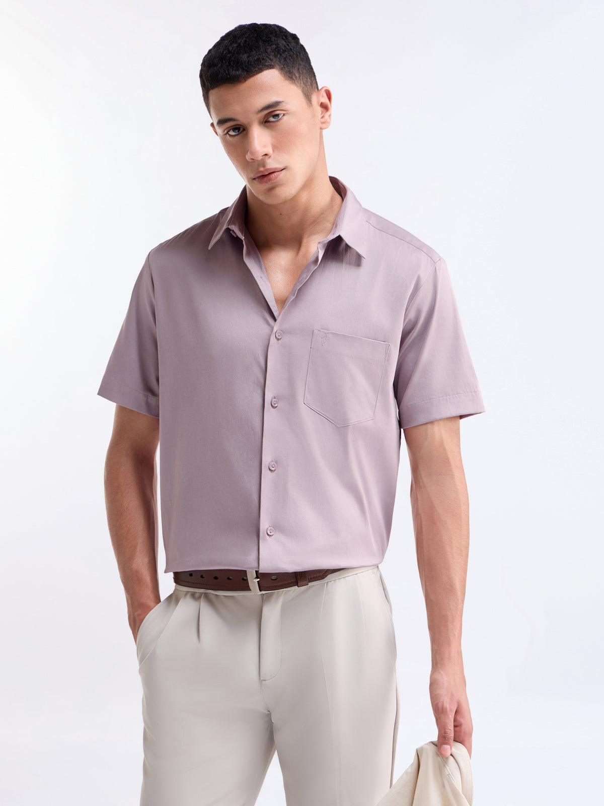Solid Regular Fit Shirt - Mauve t4option_3