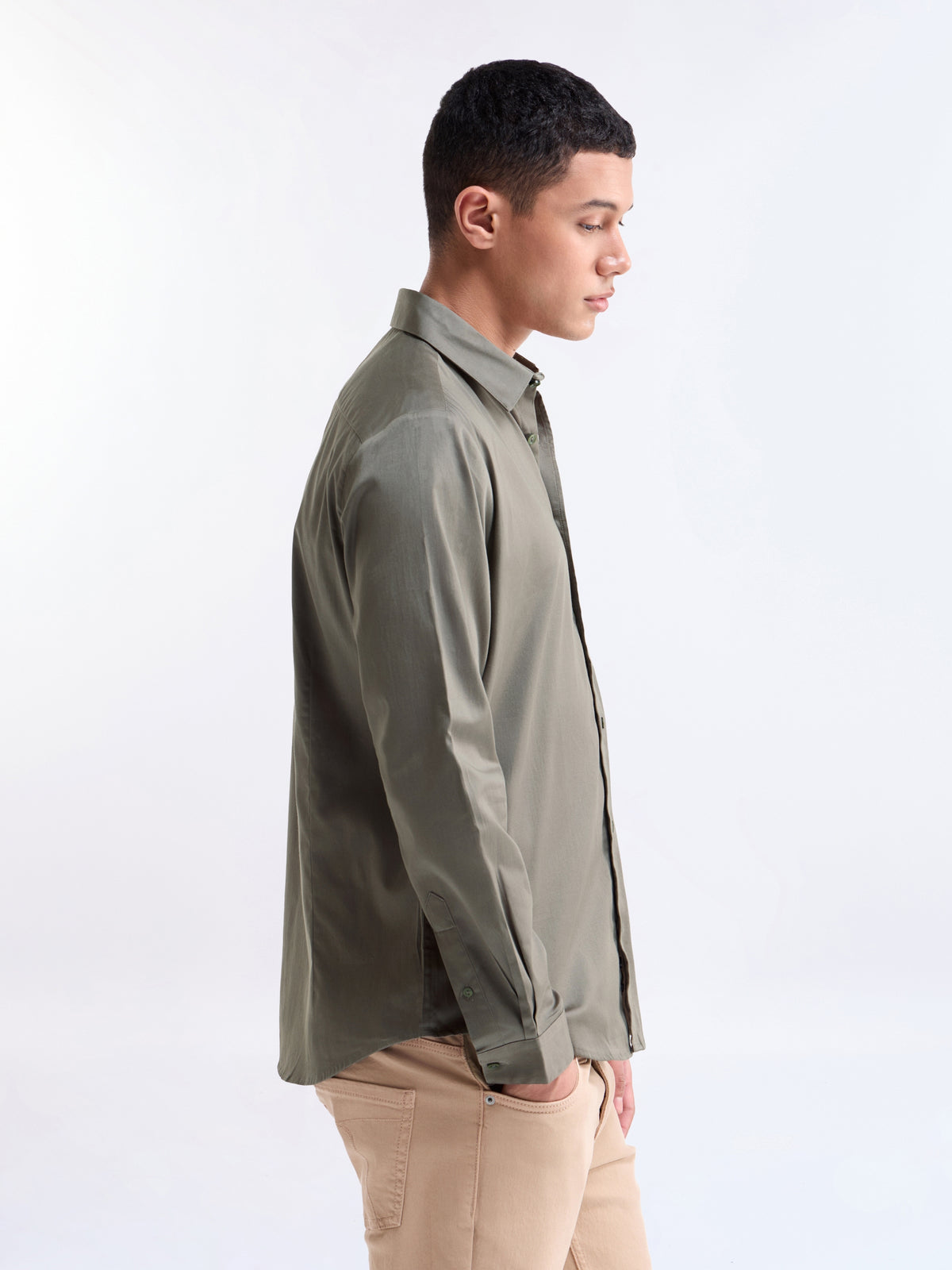 Solid Regular Fit Shirt - Olive t4option_4