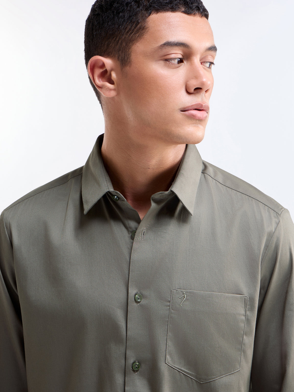 Solid Regular Fit Shirt - Olive t4option_4