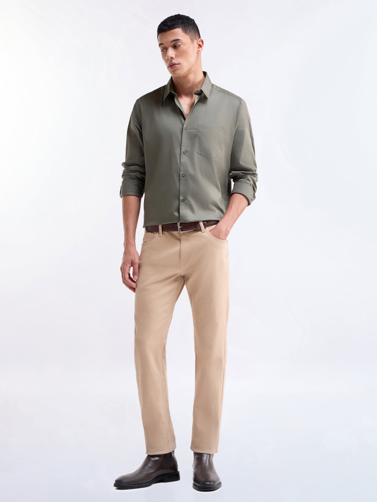 Solid Regular Fit Shirt - Olive t4option_4