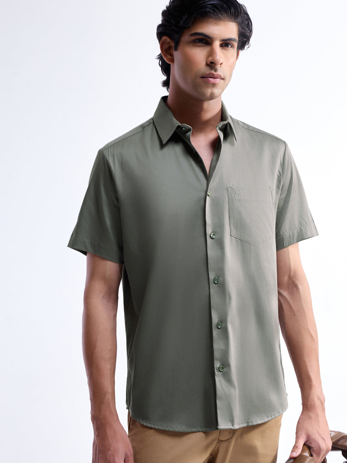 Solid Regular Fit Shirt - Olive t4option_4