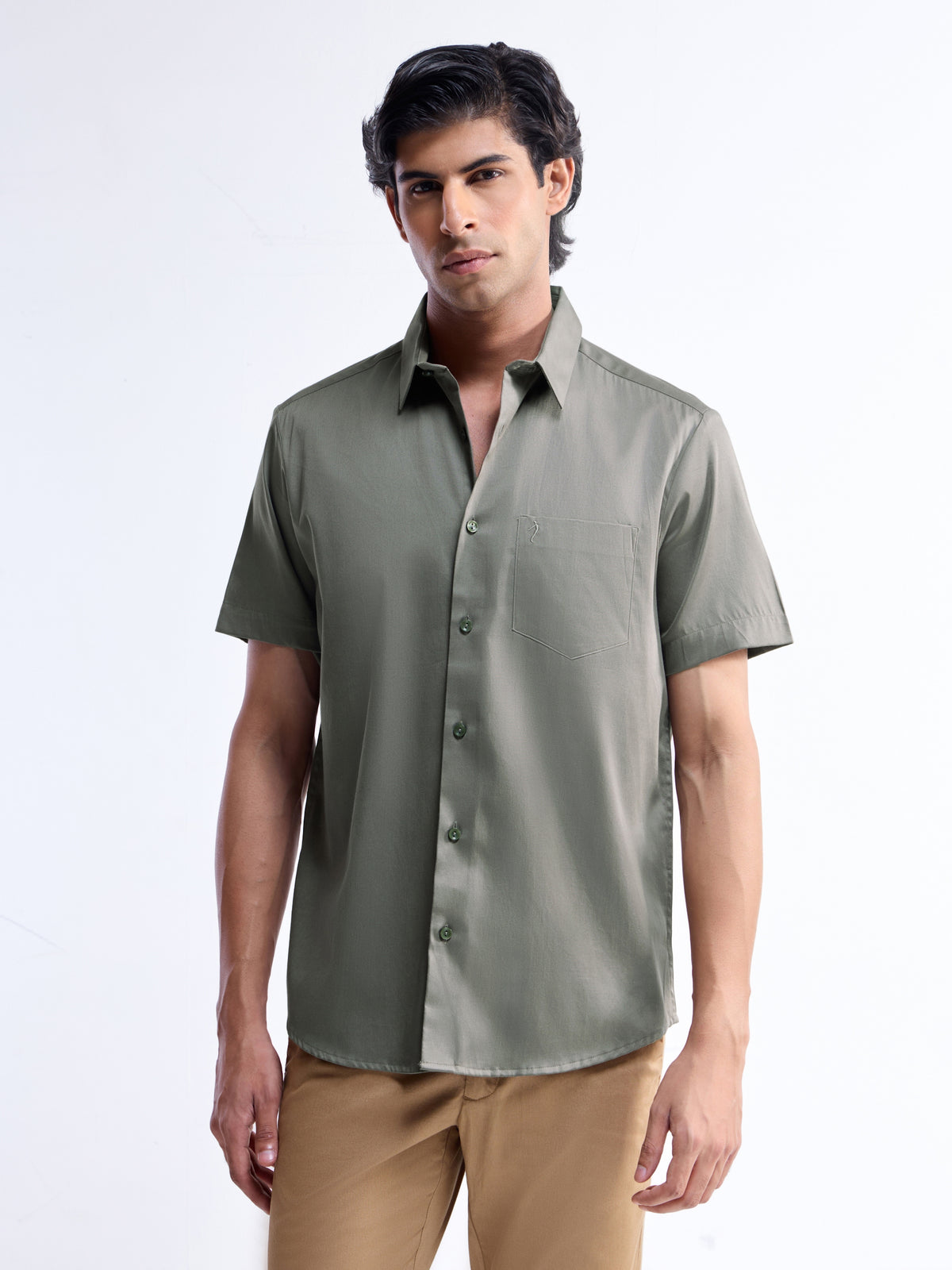 Solid Regular Fit Shirt - Olive t4option_4