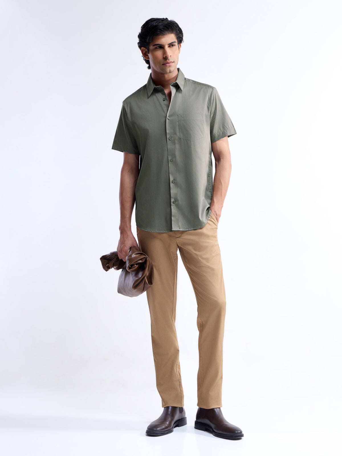 Solid Regular Fit Shirt - Olive t4option_4