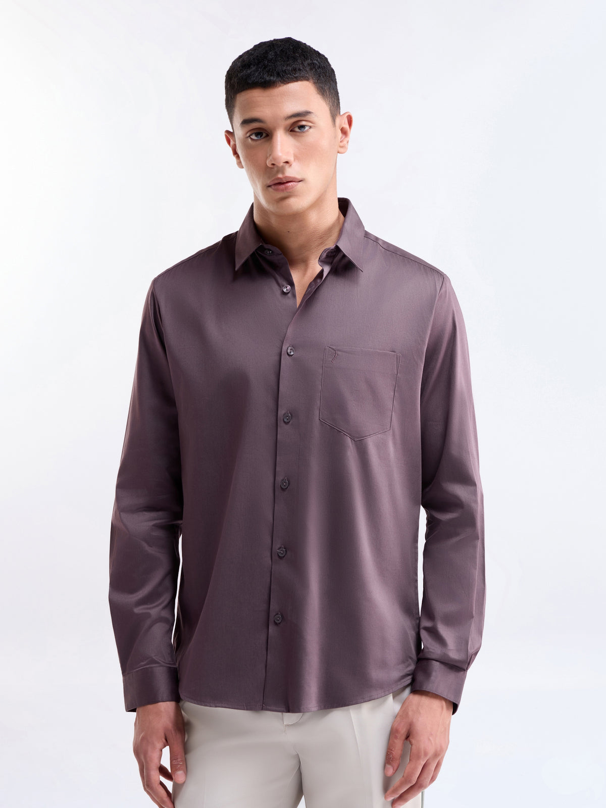 Solid Regular Fit Shirt - Purple t4option_5