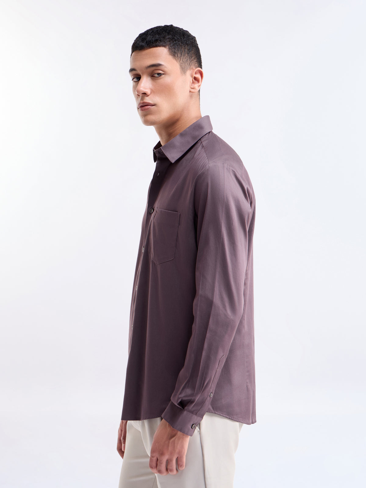 Solid Regular Fit Shirt - Purple t4option_5