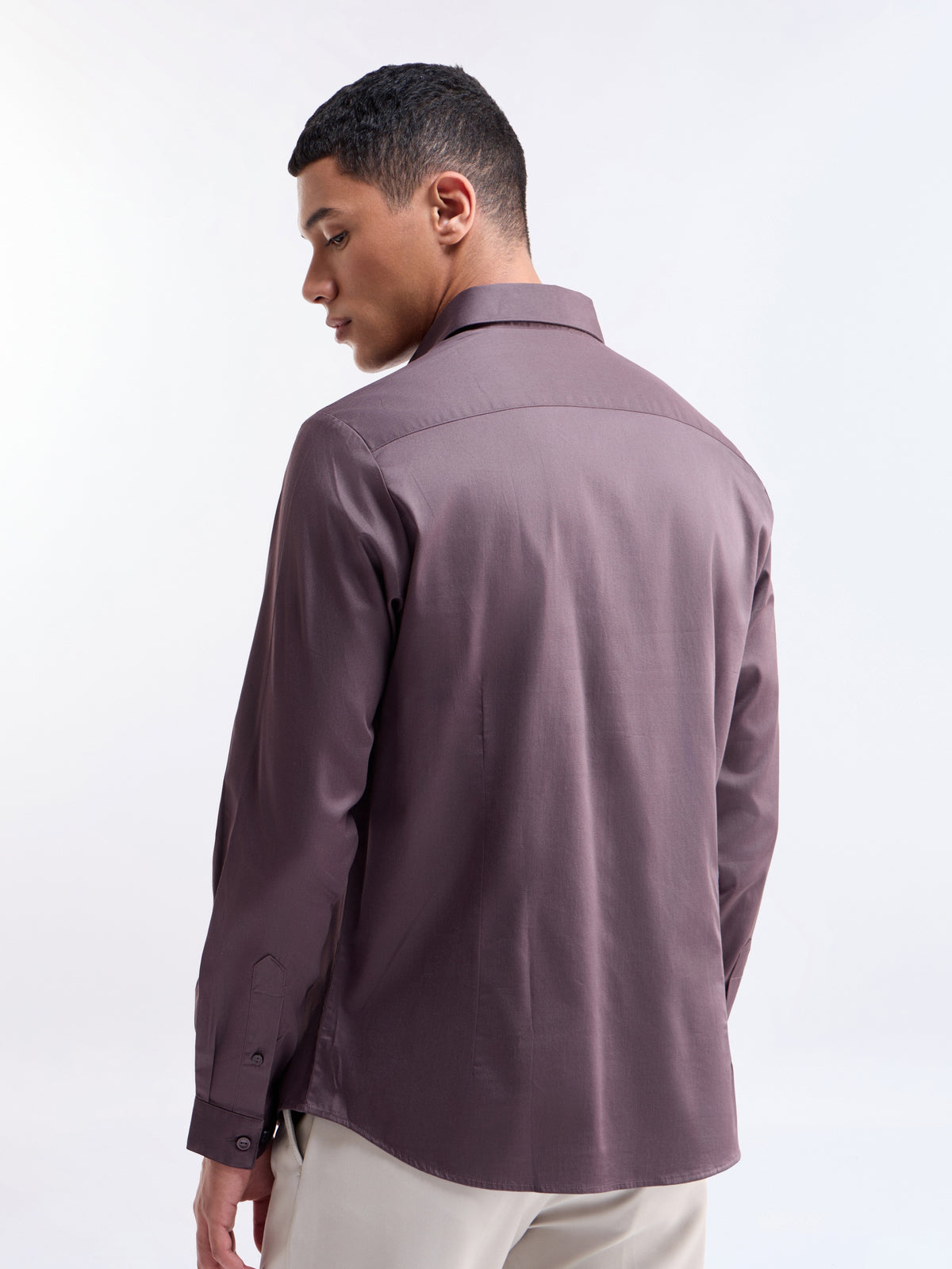 Solid Regular Fit Shirt - Purple t4option_5