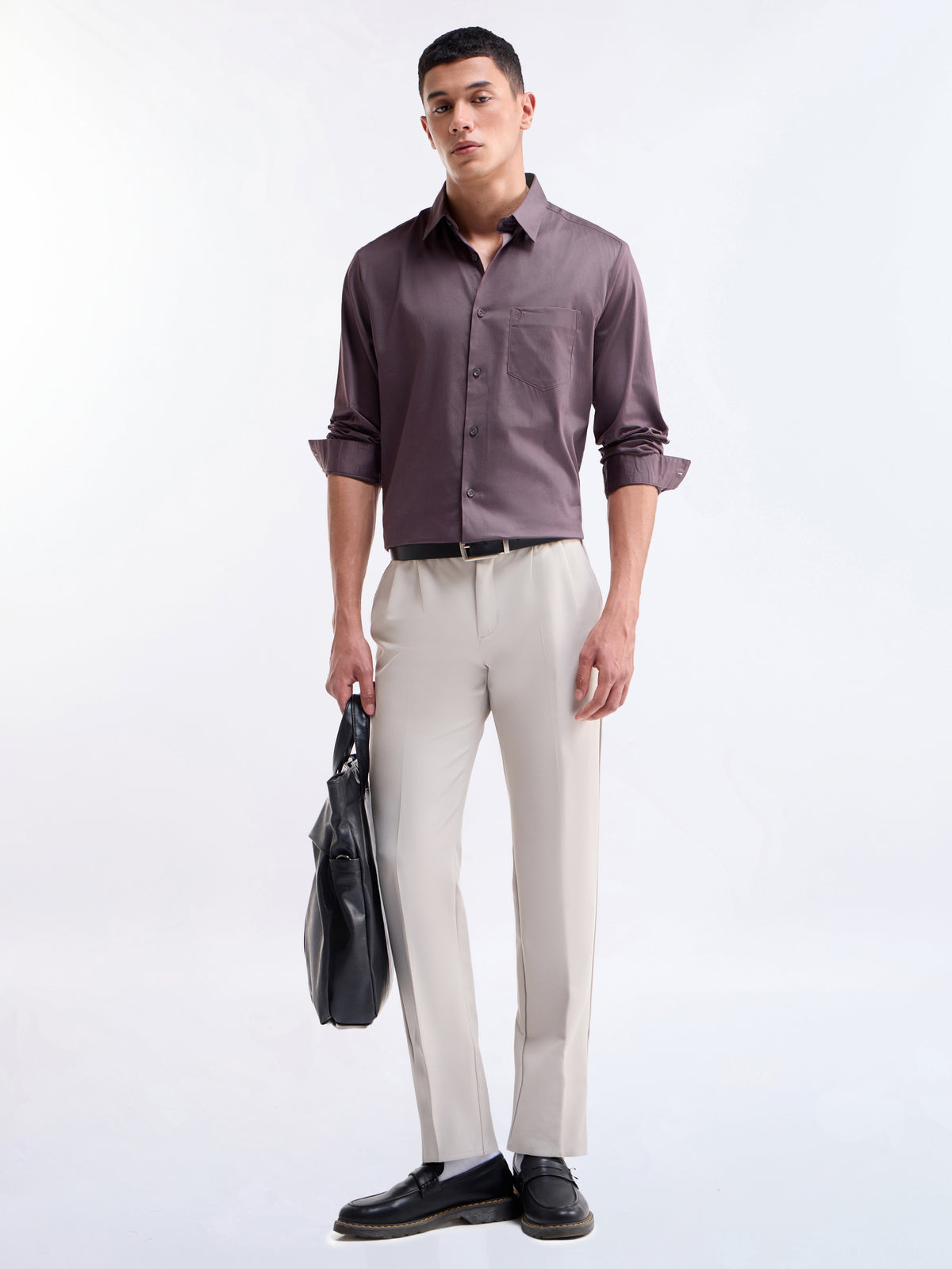 Solid Regular Fit Shirt - Purple t4option_5