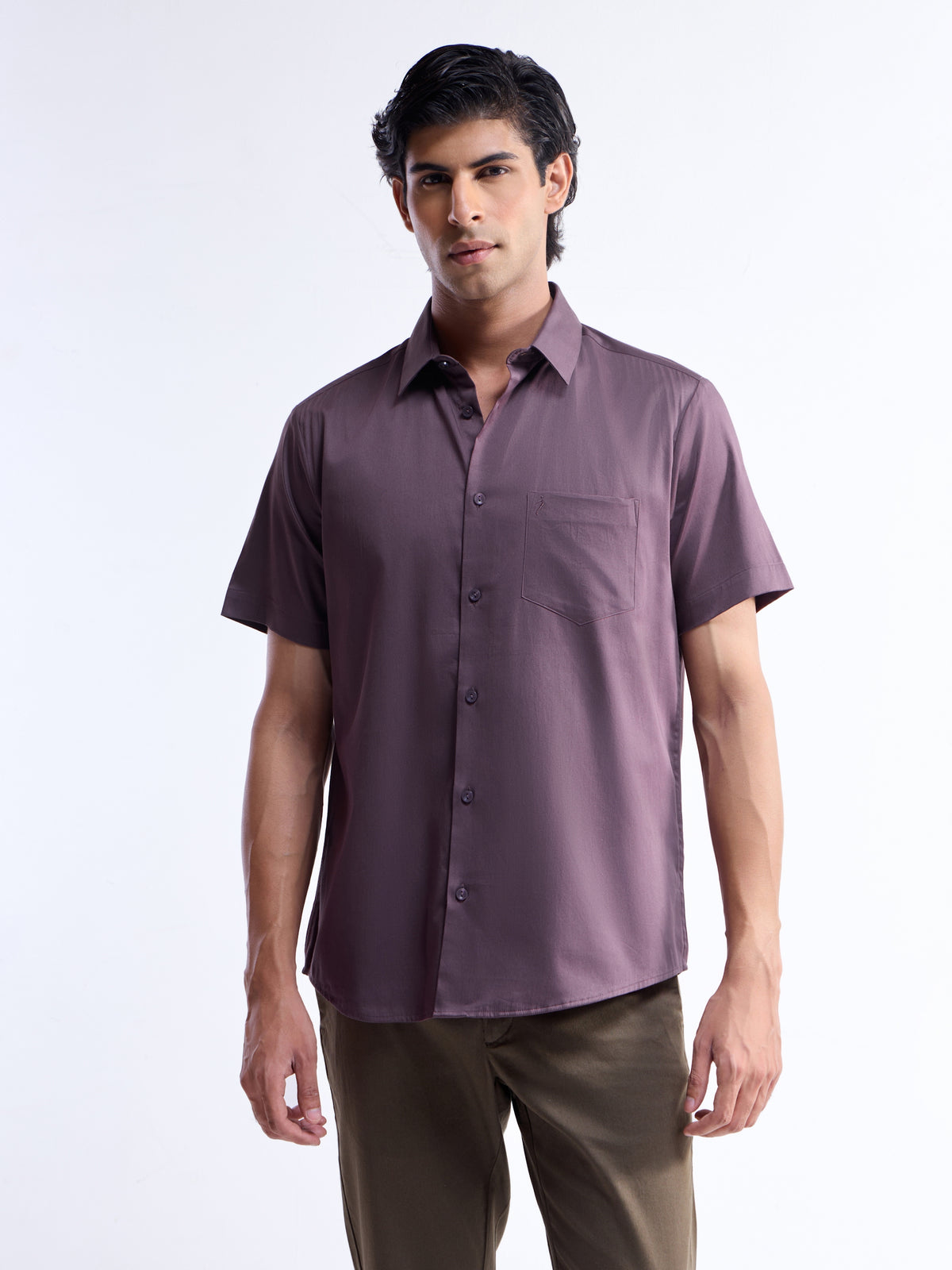 Solid Regular Fit Shirt - Purple t4option_5