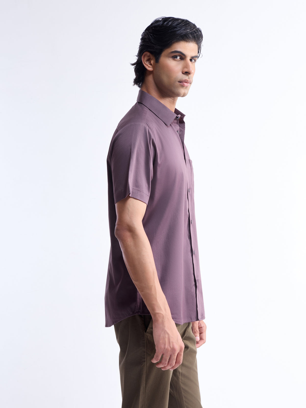 Solid Regular Fit Shirt - Purple t4option_5