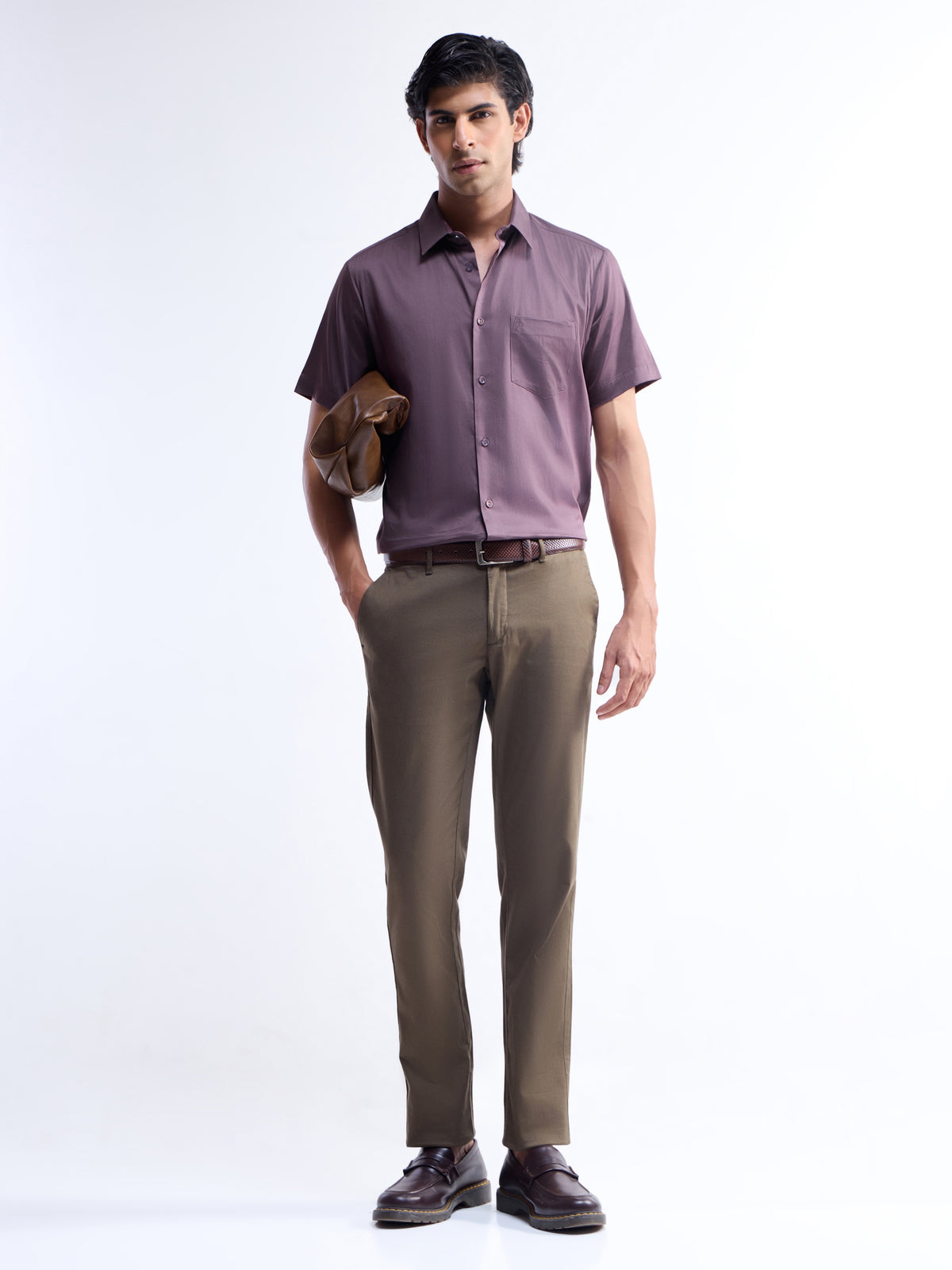 Solid Regular Fit Shirt - Purple t4option_5