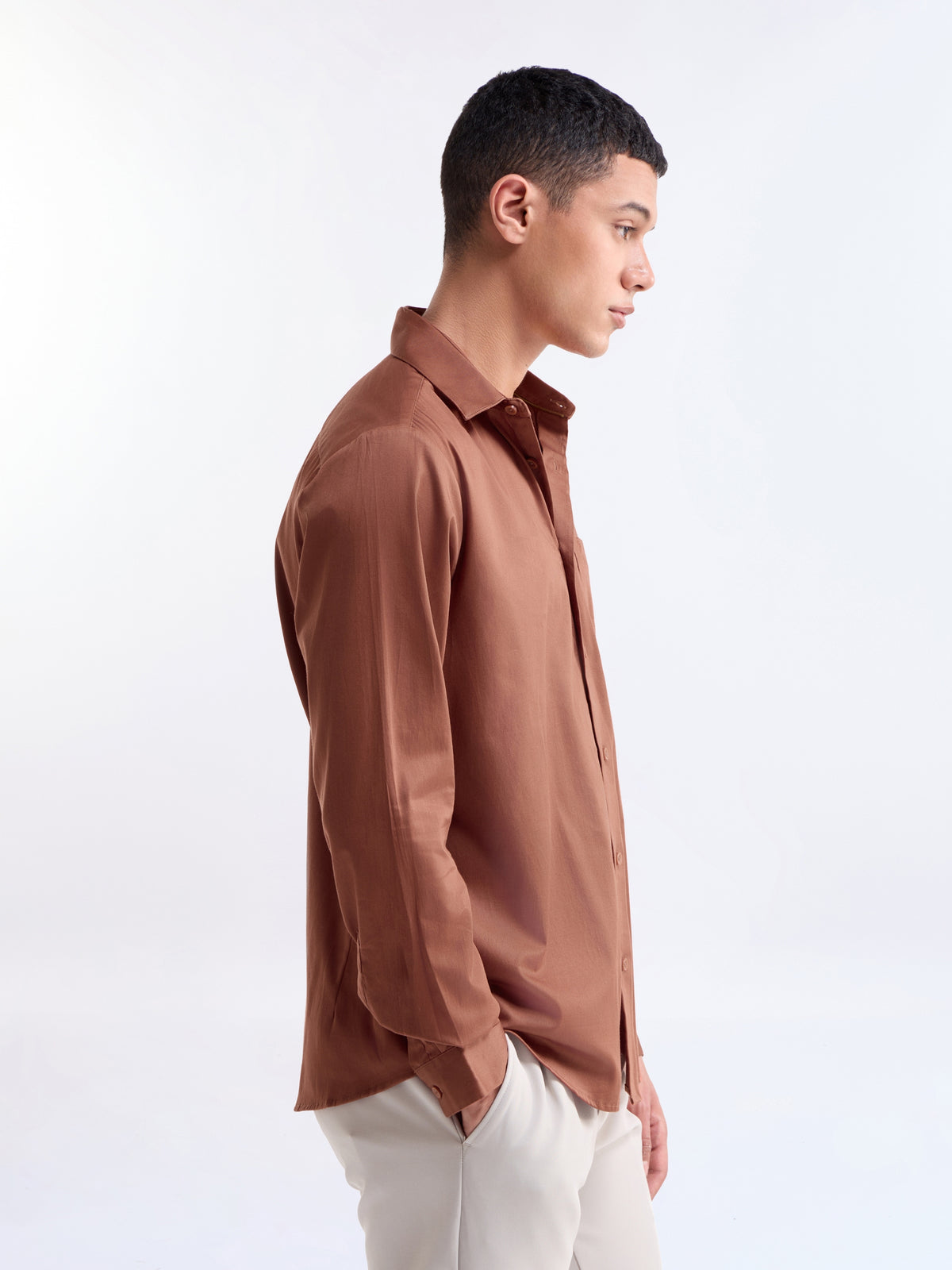 Solid Regular Fit Shirt - Rust t4option_6