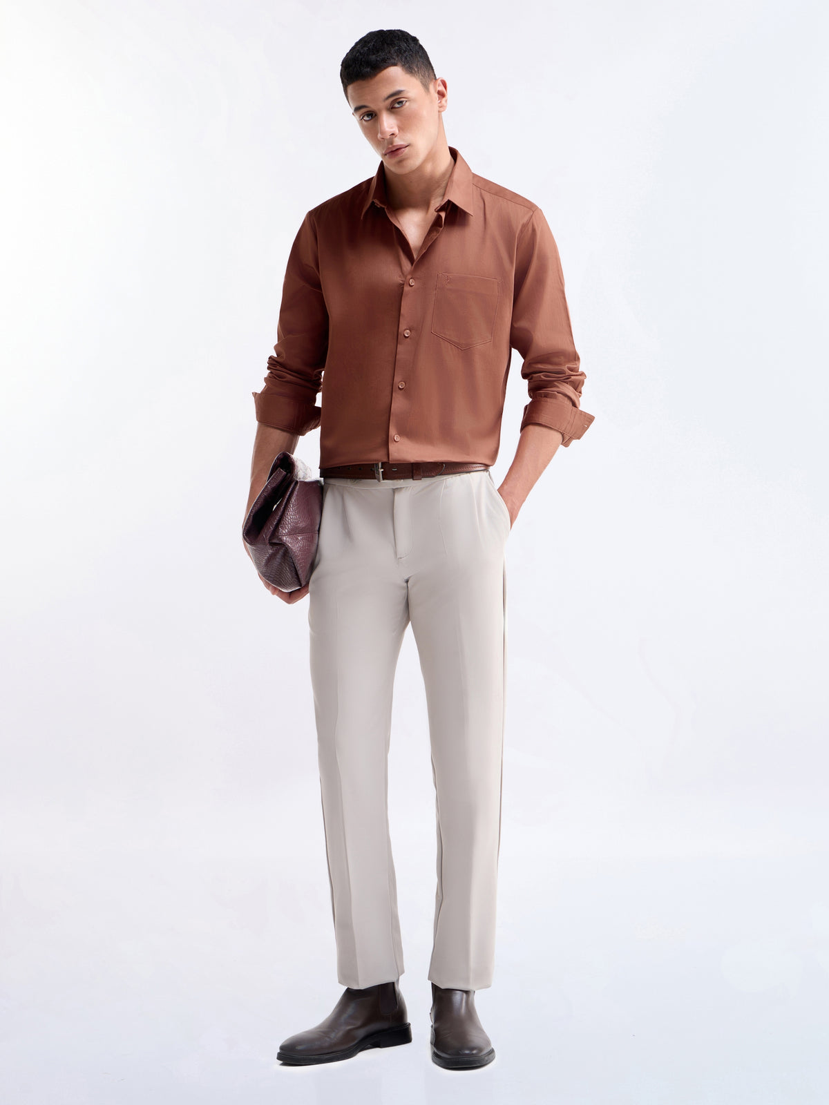 Solid Regular Fit Shirt - Rust t4option_6