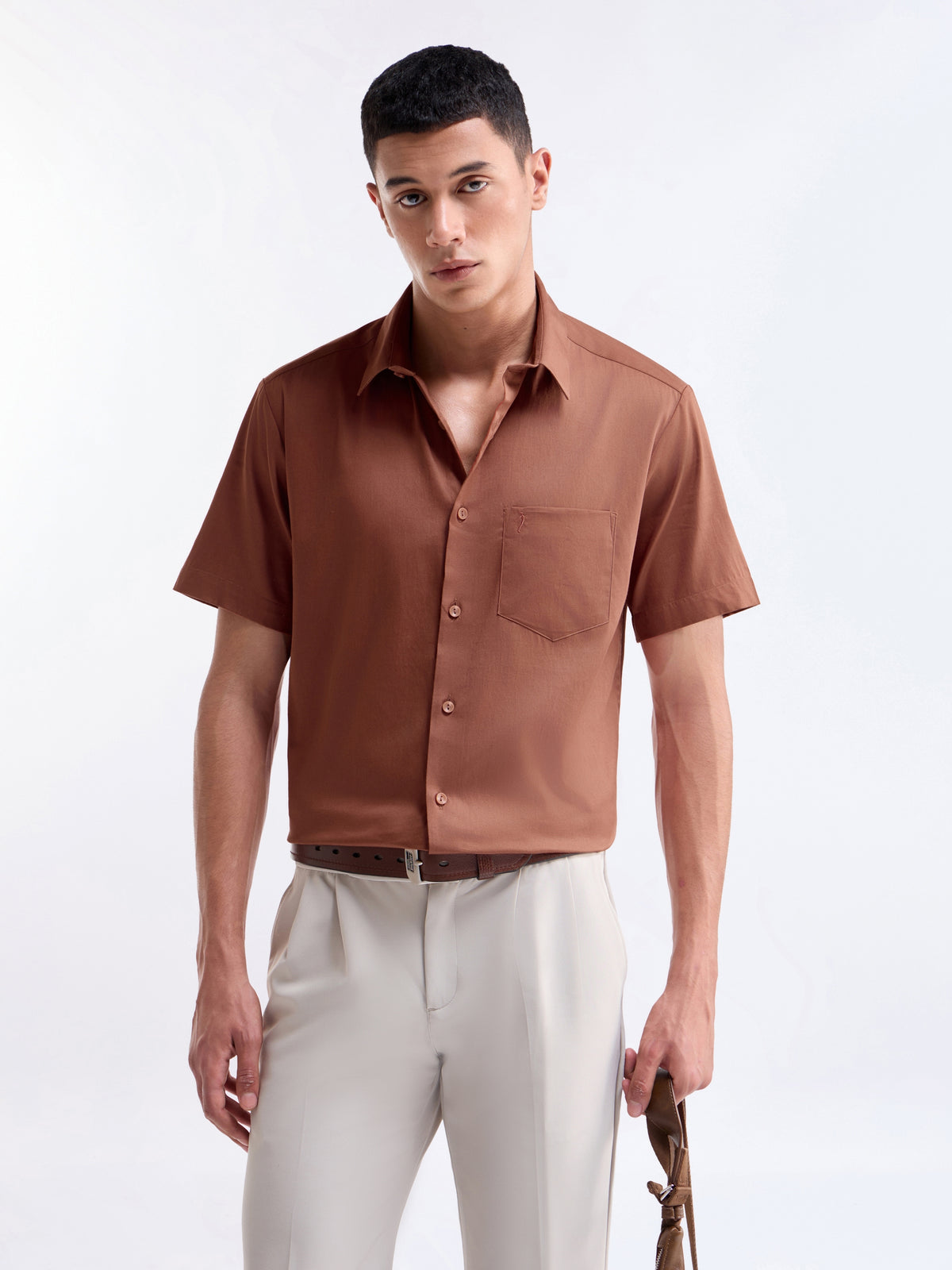 Solid Regular Fit Shirt - Rust t4option_6