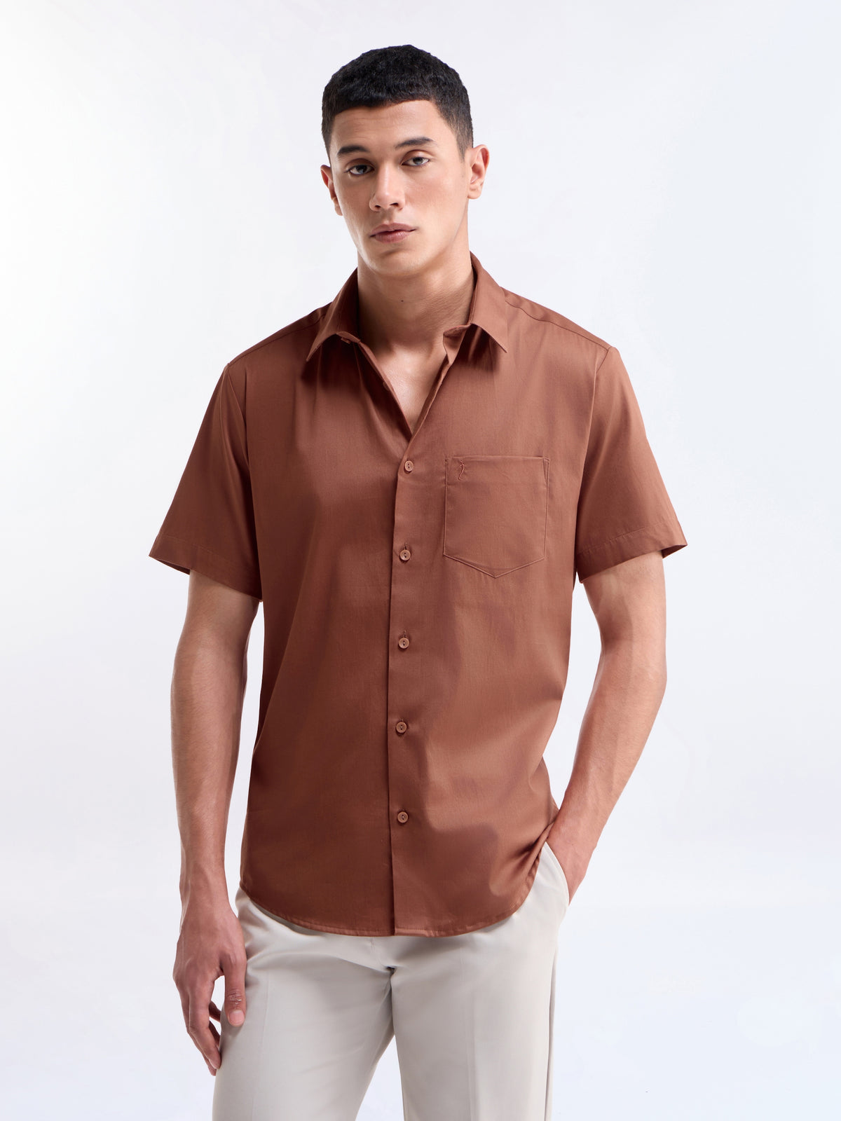 Solid Regular Fit Shirt - Rust t4option_6