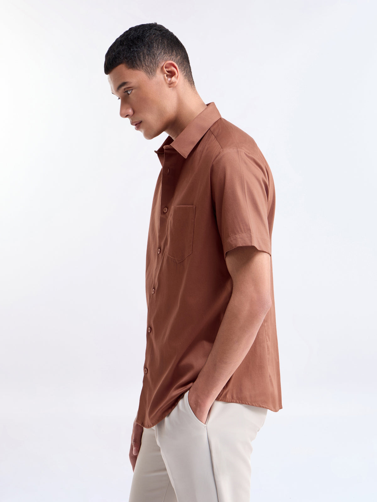 Solid Regular Fit Shirt - Rust t4option_6