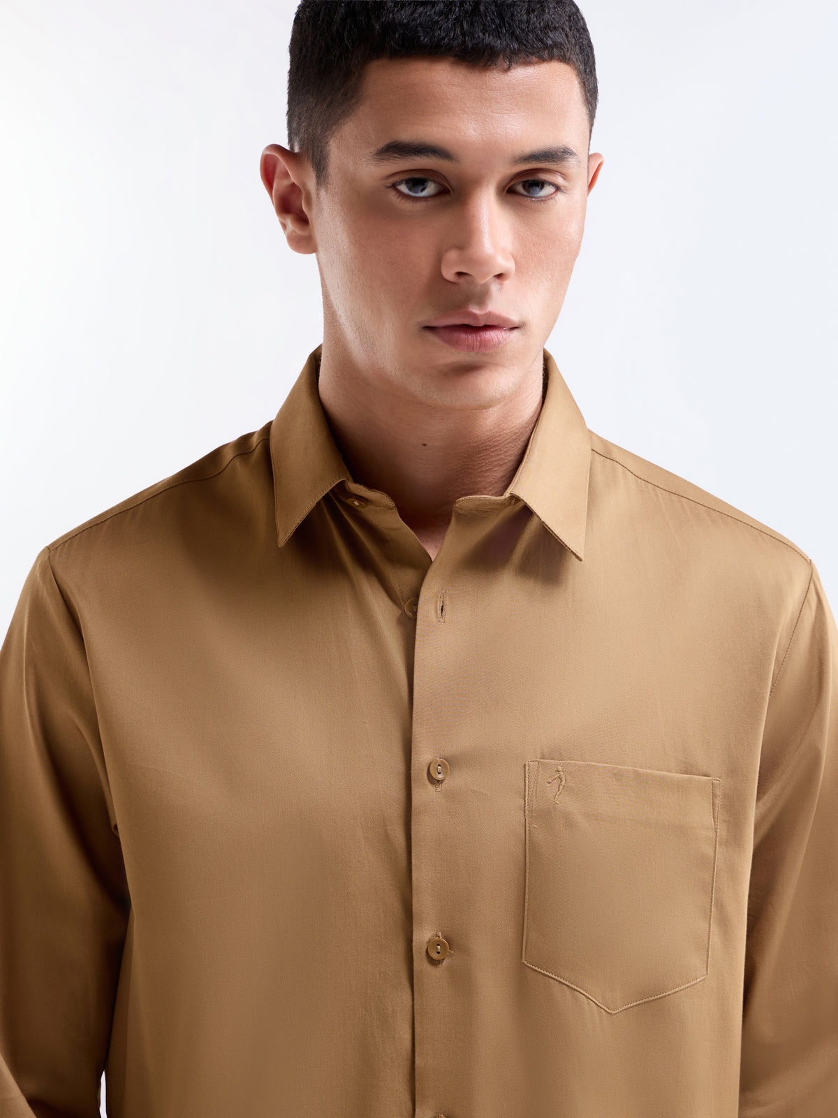 Solid Regular Fit Shirt - Tobacco t4option_7