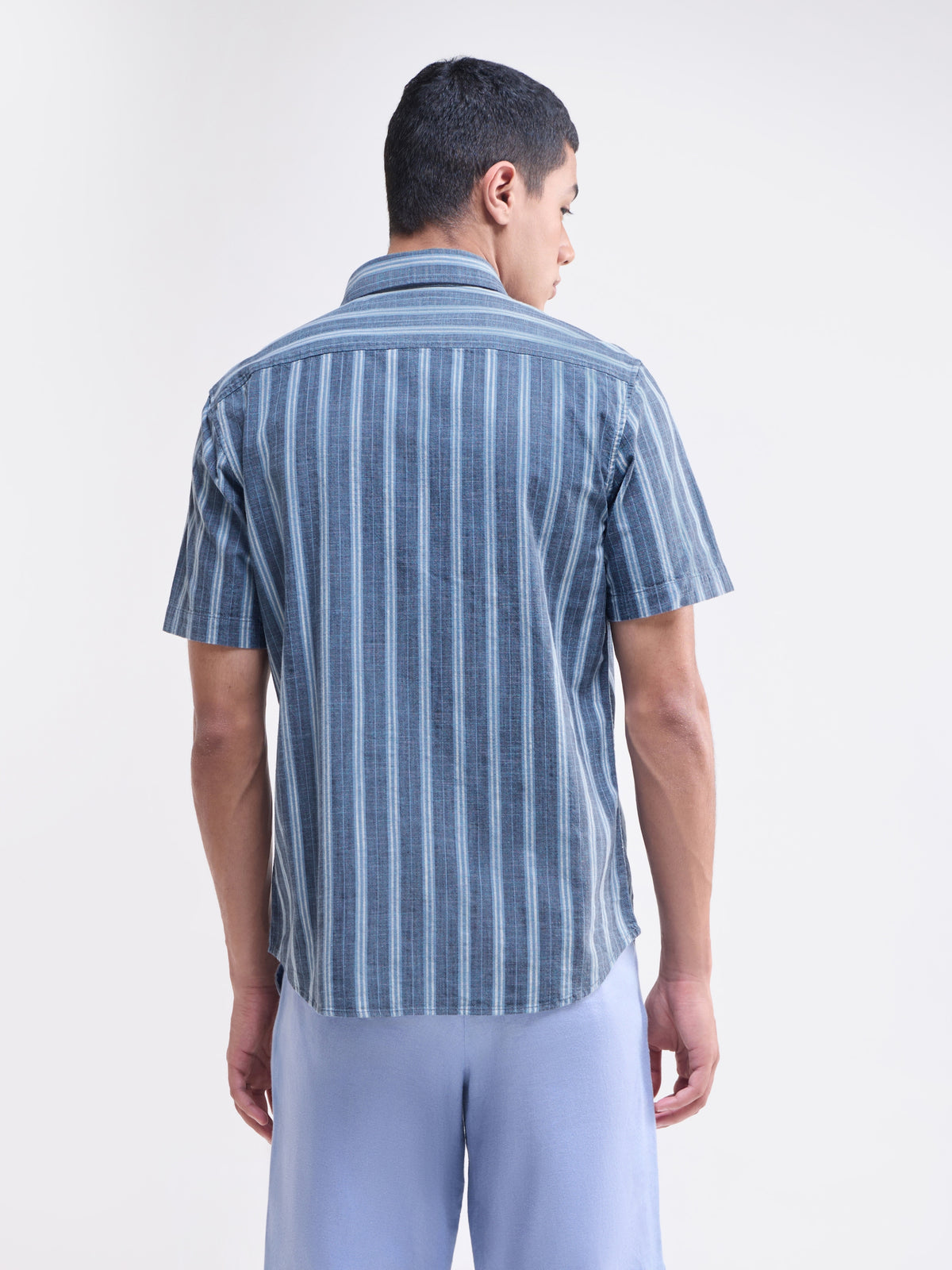 Striped Regular Fit Shirt - Blue t4option_0