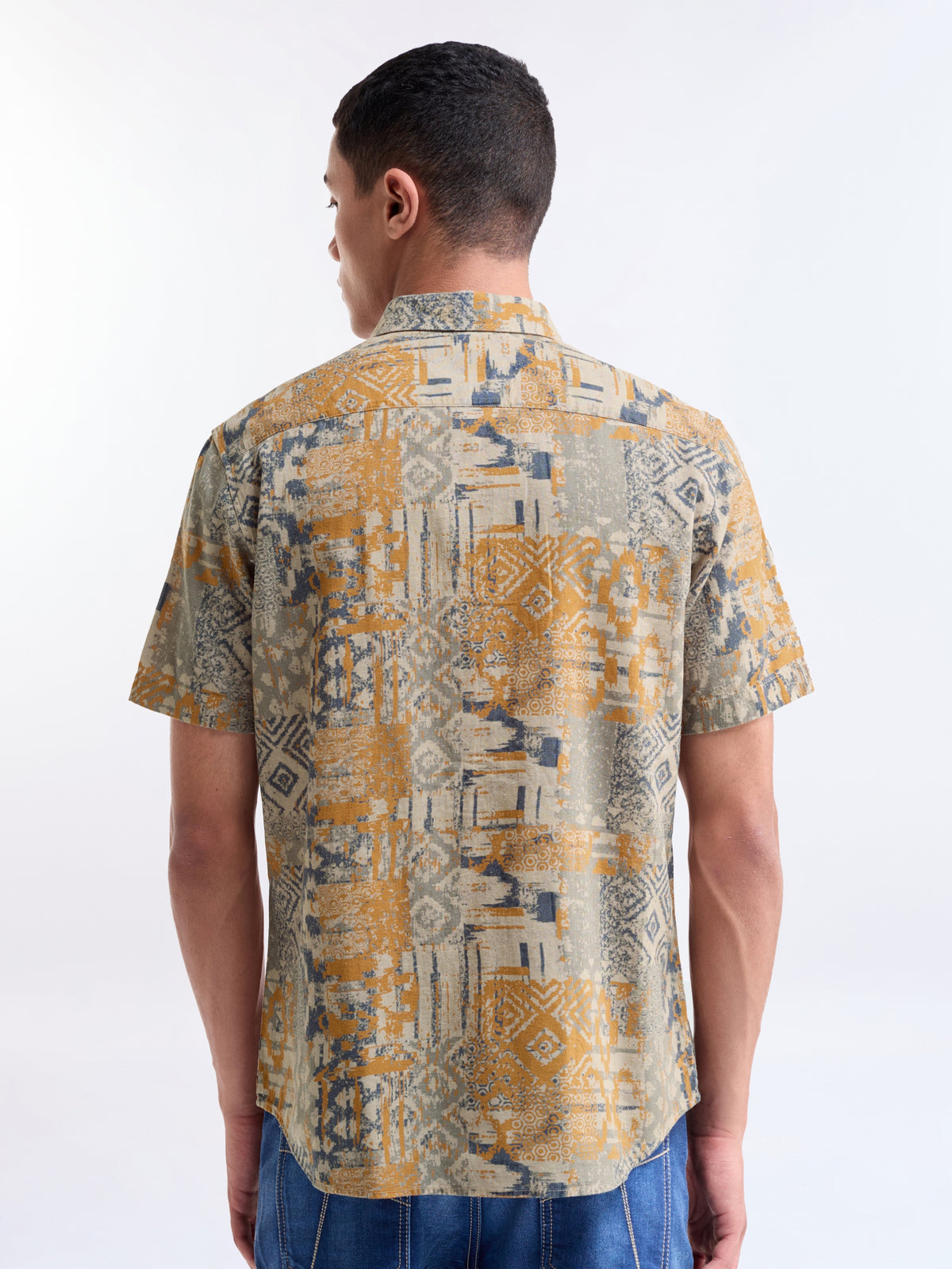 Ochre Printed Regular Fit Shirt - Ochre t4option_0