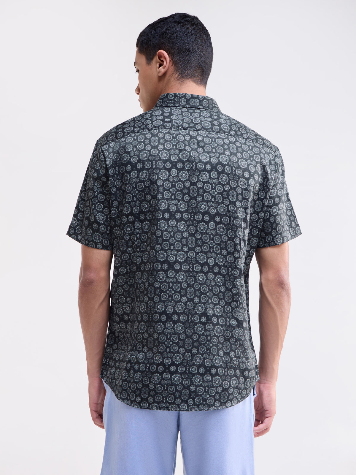 Printed Regular Fit Shirt - Grey t4option_0