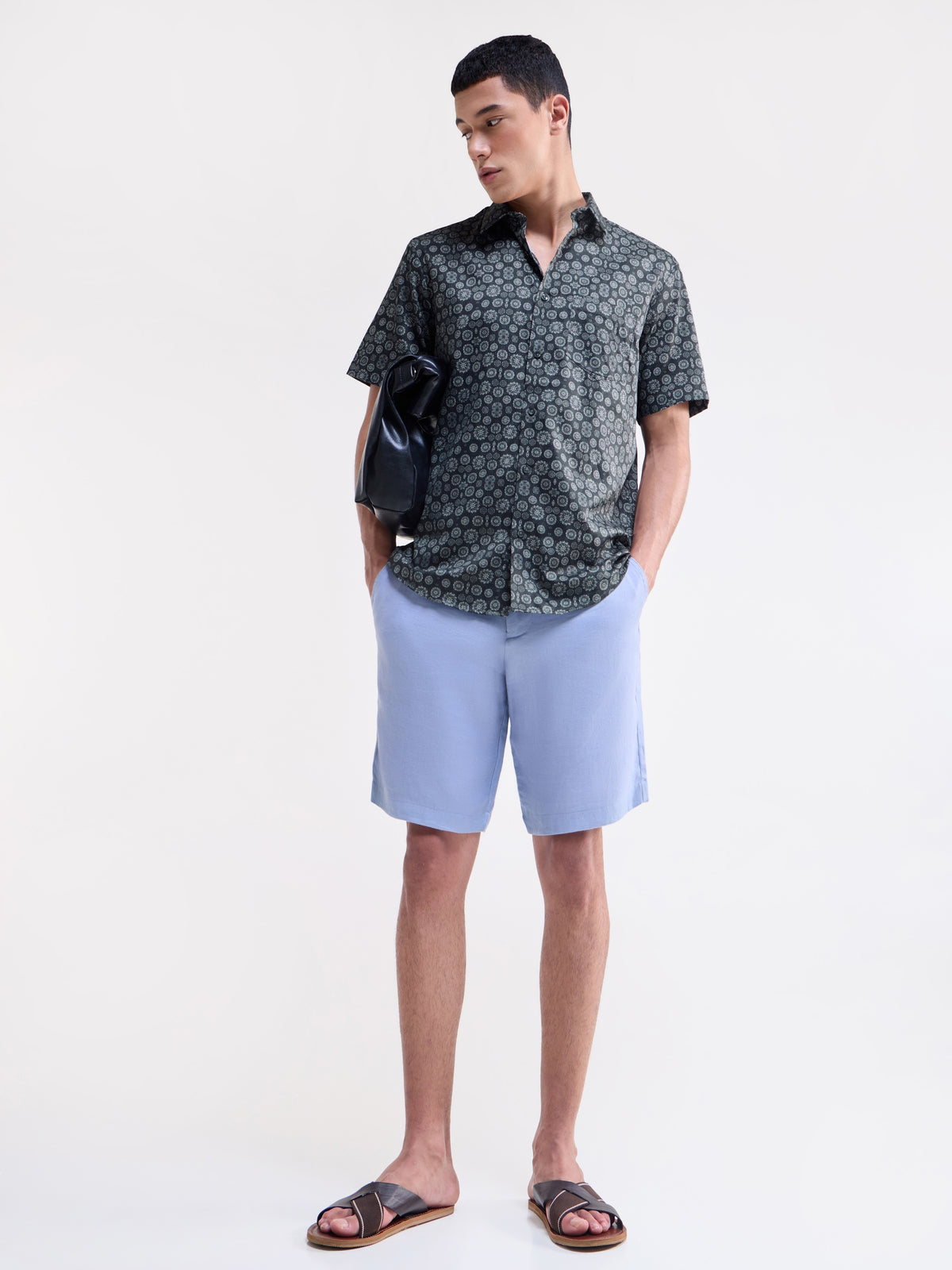 Printed Regular Fit Shirt - Grey t4option_0