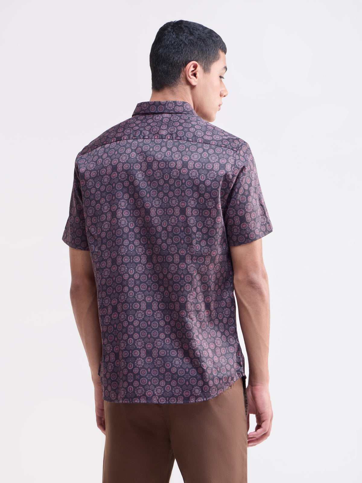 Printed Regular Fit Shirt - Wine t4option_1